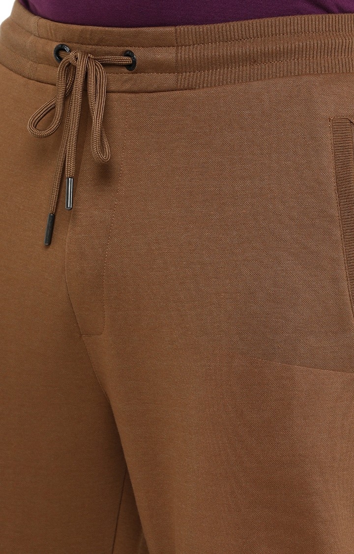 JadeBlue | Men's Brown Cotton Blend Solid Trackpants 3