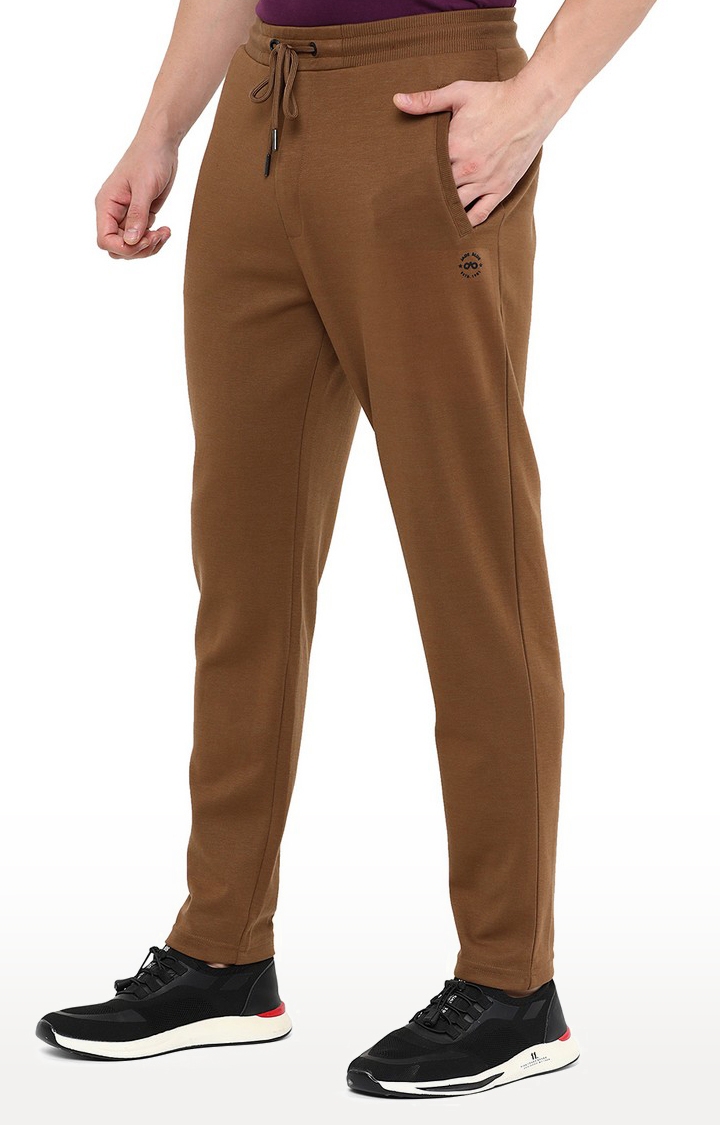 JadeBlue | Men's Brown Cotton Blend Solid Trackpants 1