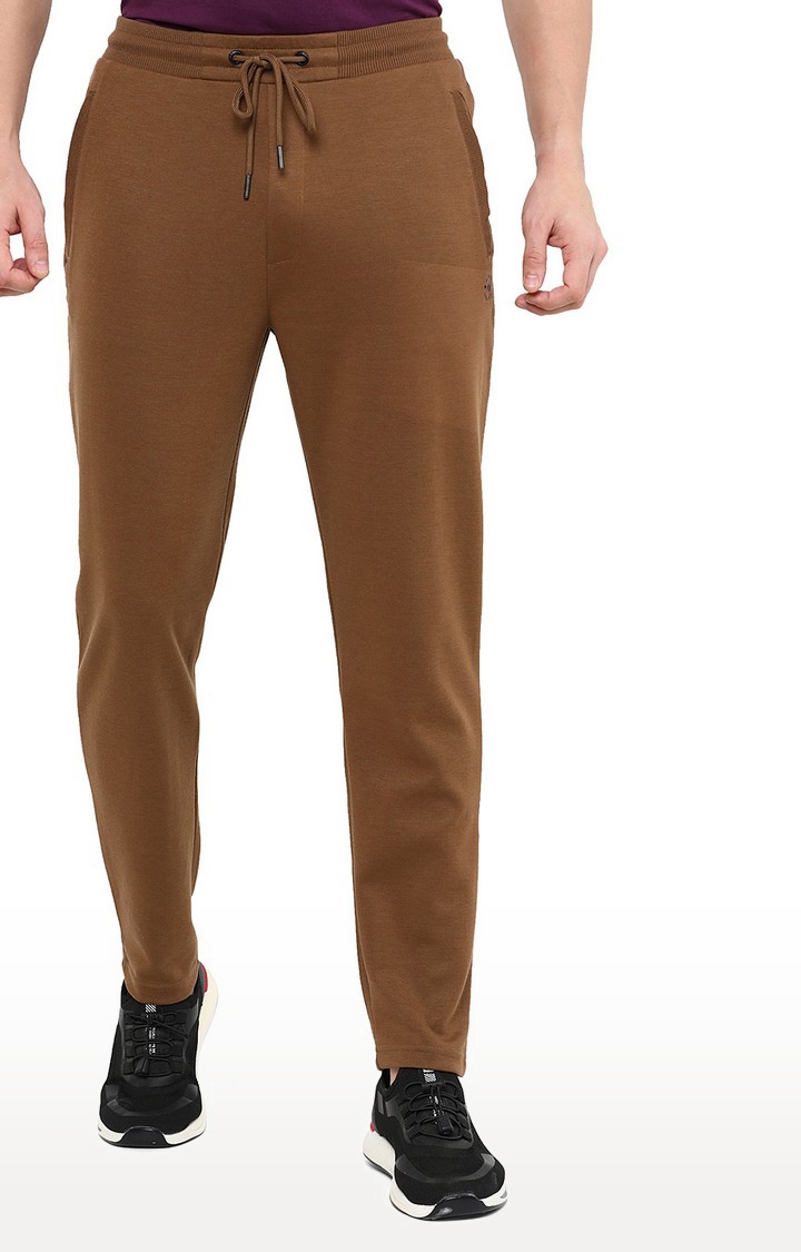 JadeBlue | Men's Brown Cotton Blend Solid Trackpants 0