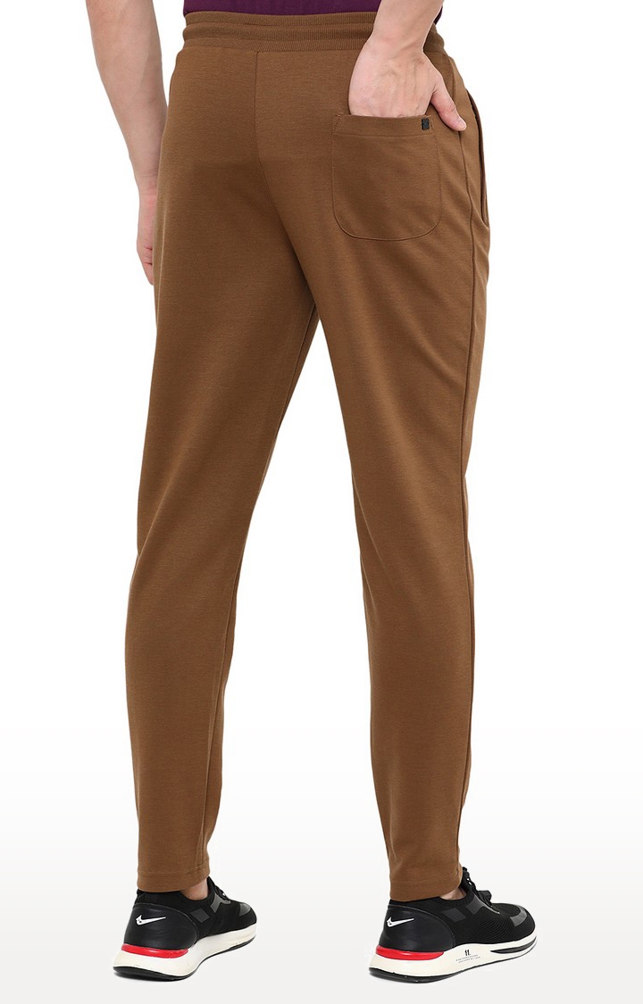 JadeBlue | Men's Brown Cotton Blend Solid Trackpants 2
