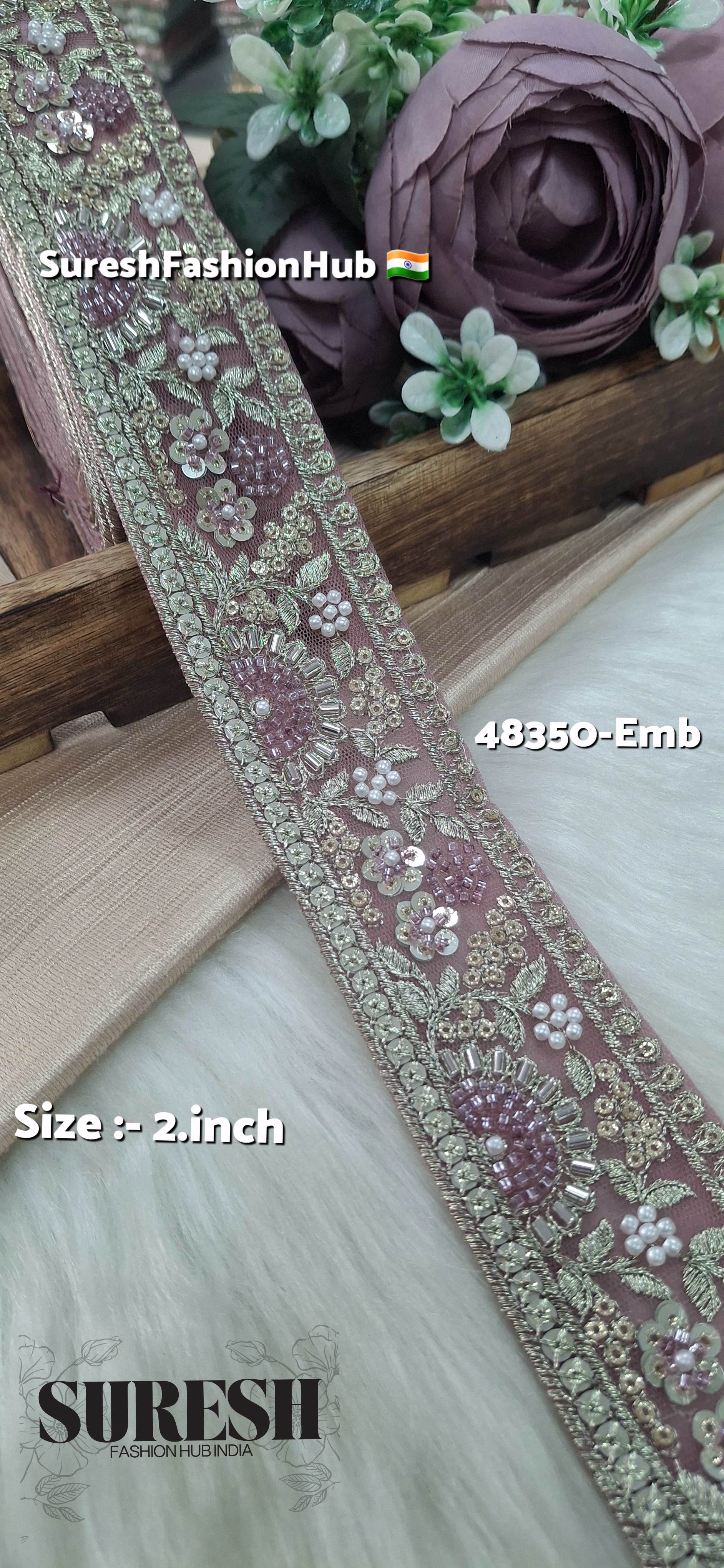 Magenta PearlGlow Floral Net Embroidered Lace