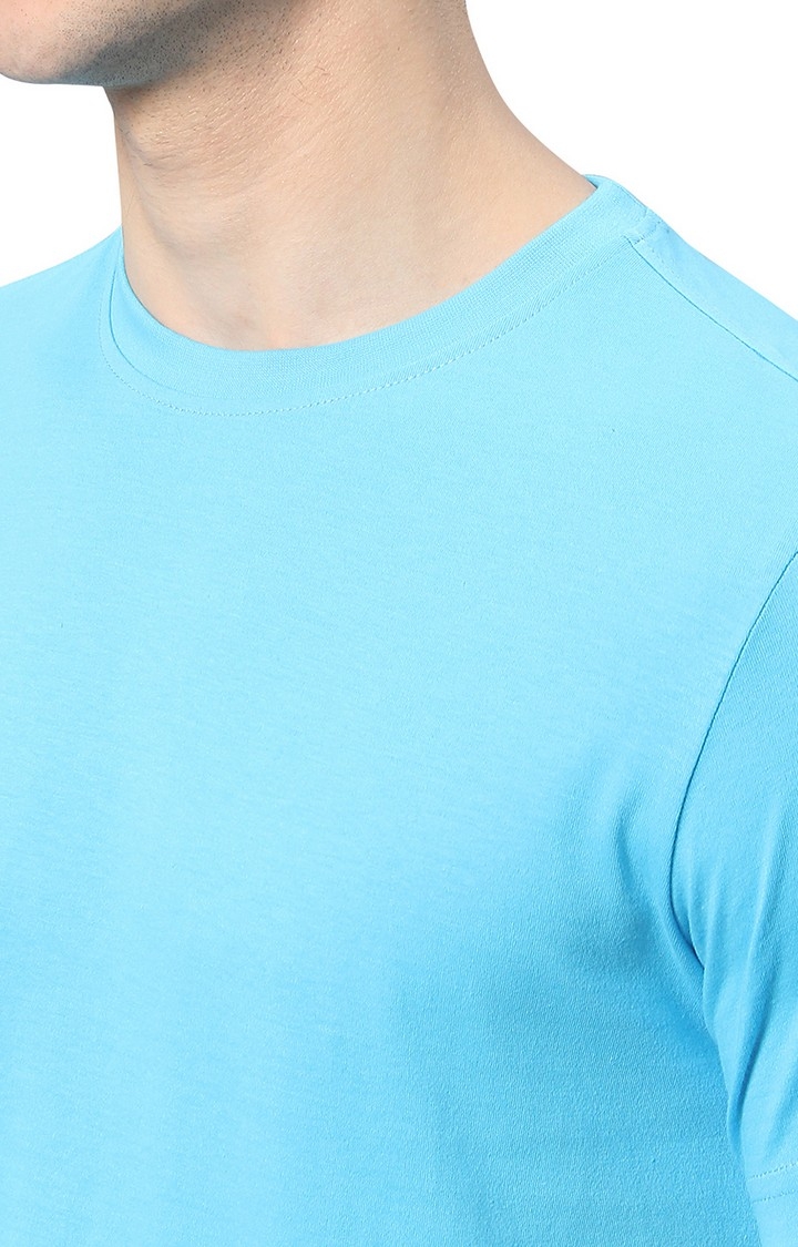 JadeBlue Sport | JB-CR-30V RIVER BLUE Men's Blue Cotton Solid T-Shirts 3