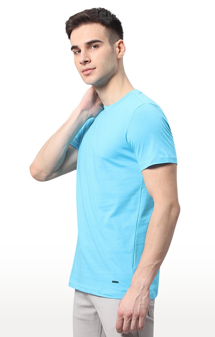 JadeBlue Sport | JB-CR-30V RIVER BLUE Men's Blue Cotton Solid T-Shirts 1