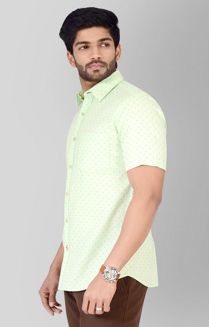 JadeBlue | Men's Green Cotton Printed Casual Shirts 0