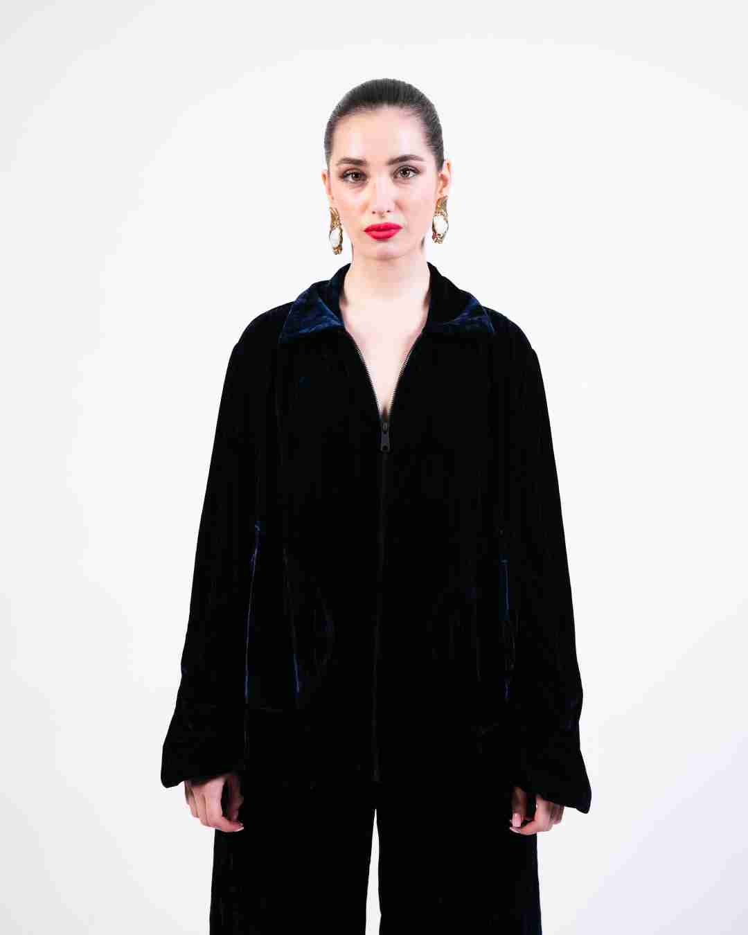 AKOK Blue Velvet Jacket with Trousers Co-ords