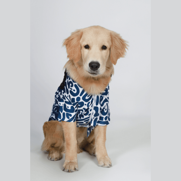 Ezra Polyester Blend Dog Shirt – Abstract Blue
