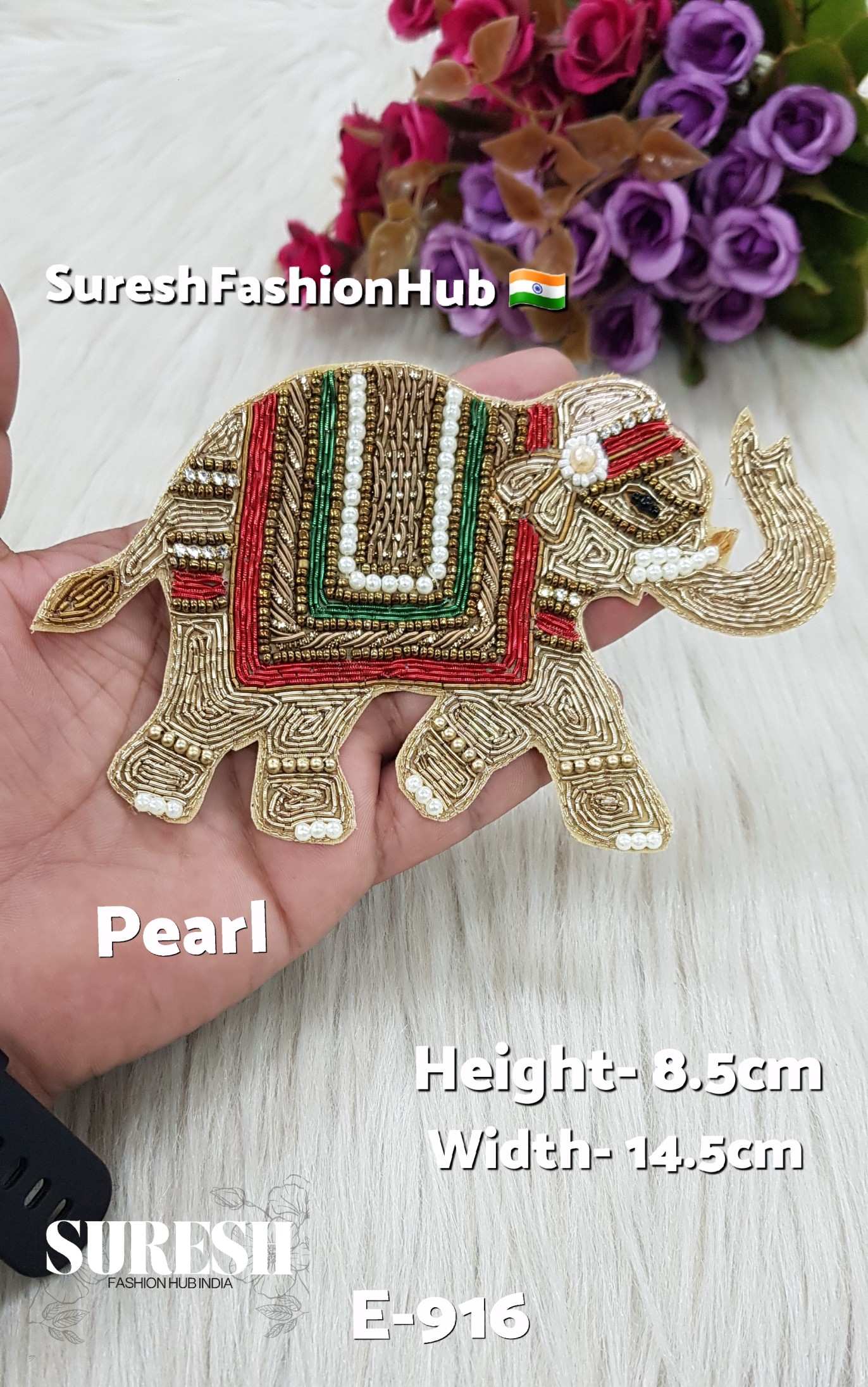 Handmade Elephant Patch – Right Side Rose Gold – Design No. E-916