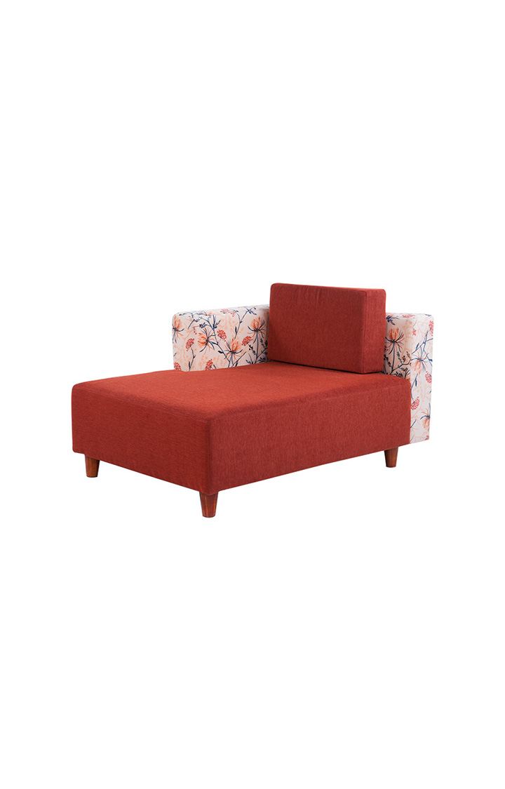 neudot Hailey Duet Fabric 1 Seater Right Aligned Lounger | L Shape | RHS | Comfortable Sofa Dual Color | Living Room | Bed Room | Rusty Cider Orange Colour