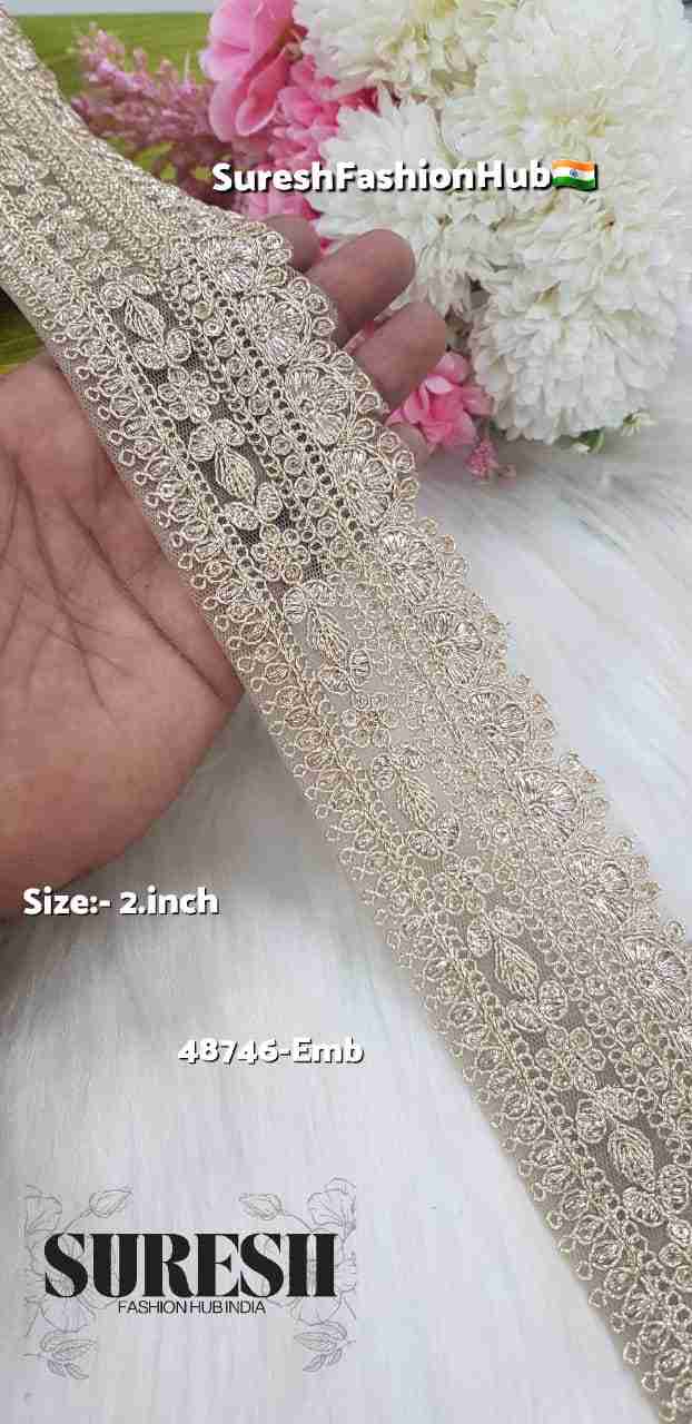Gold Imperial Badla Jari Lace – 48746-Emb