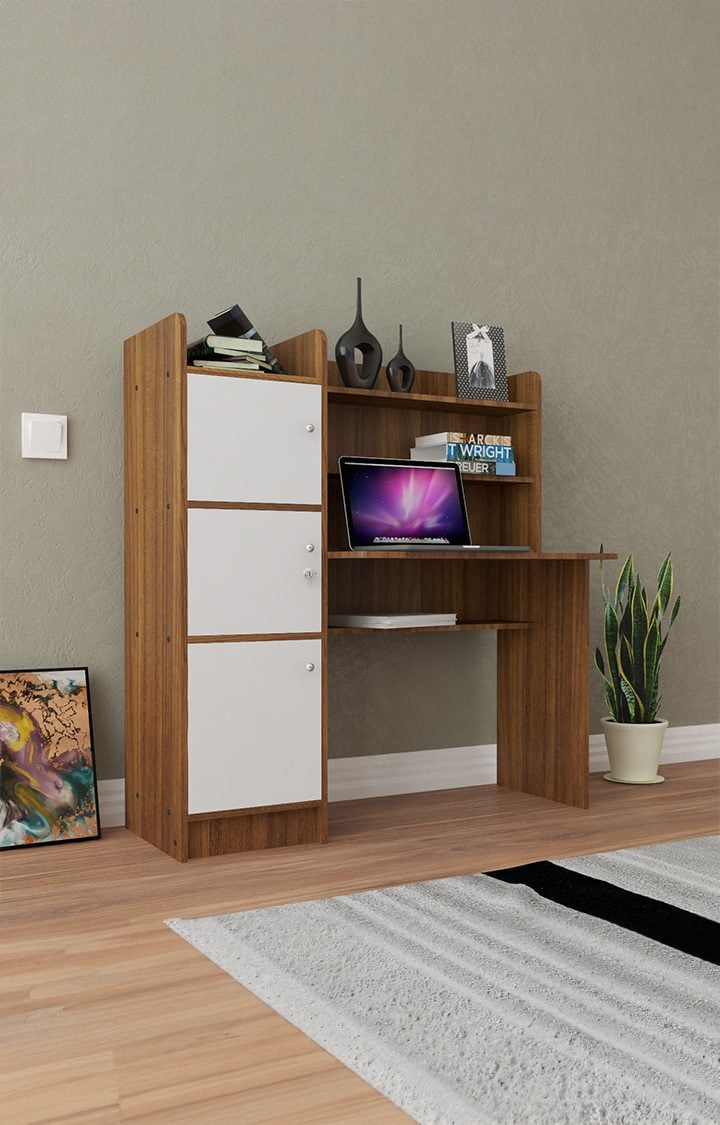 neudot Vision 3 Door Engineered Wood Office Table|Multi-Purpose Study Table|Computer Table for Students|Desk for Work from Home|1 Year Warranty - Dual Tone Finish
