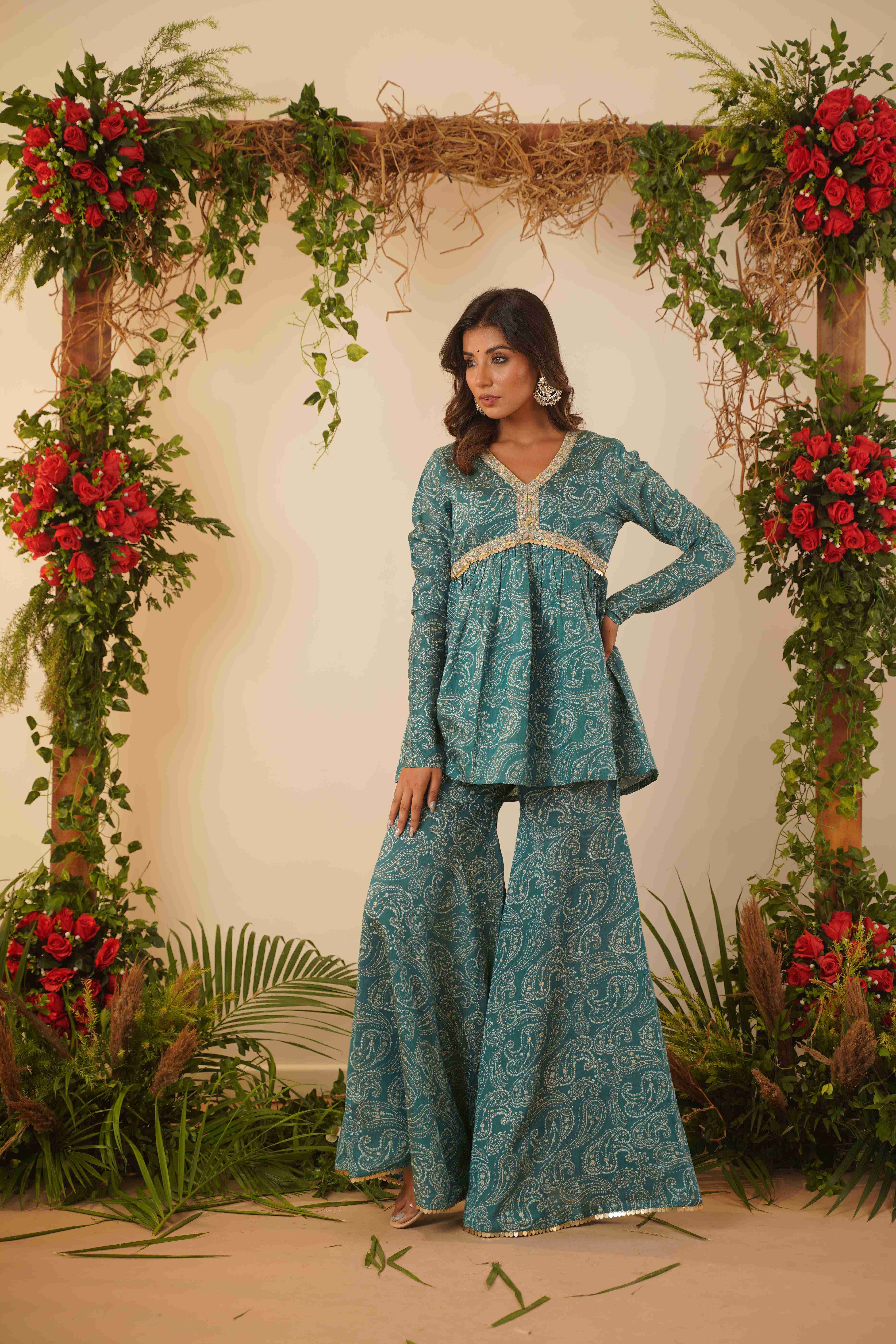 BLUE PAISLEY PRINTED CO-ORD SET