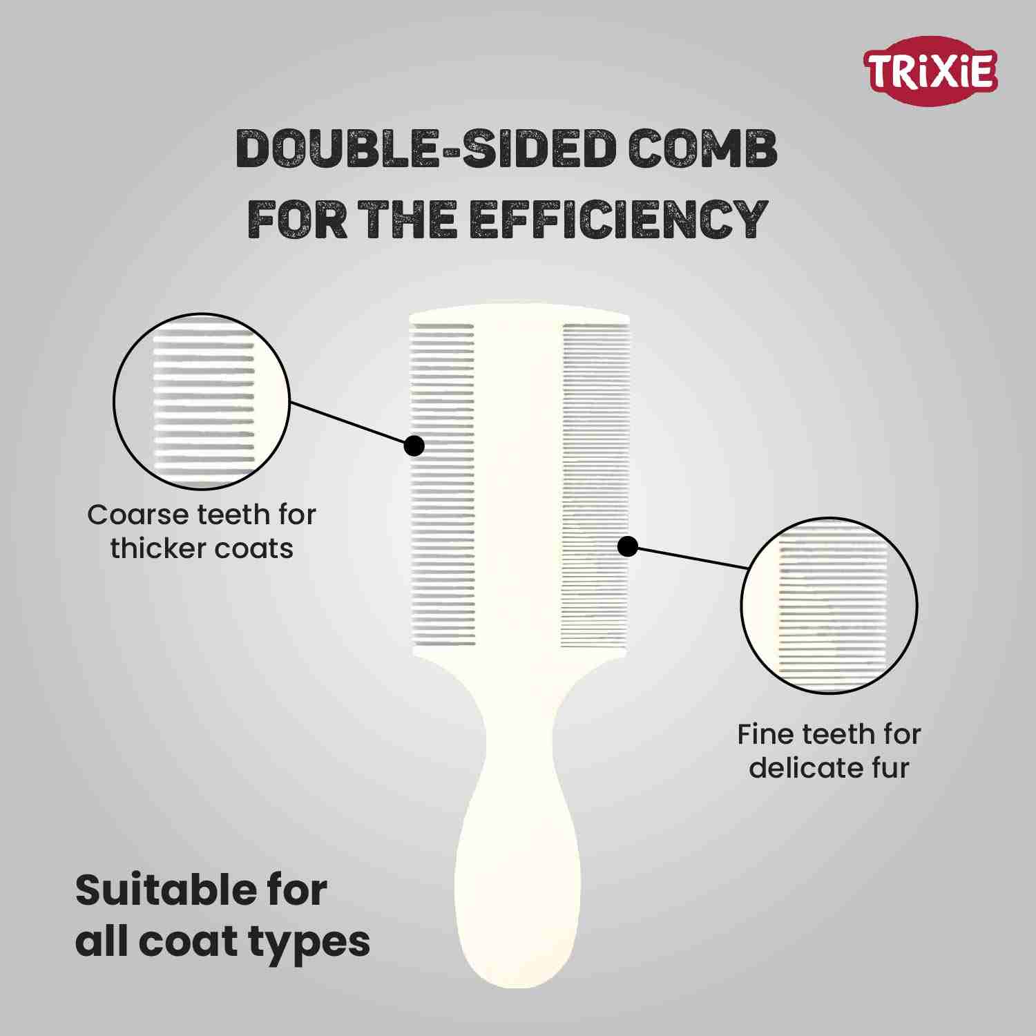 Trixie Flea & Dust Comb for Dogs and Cats, Double Sided 14 cm