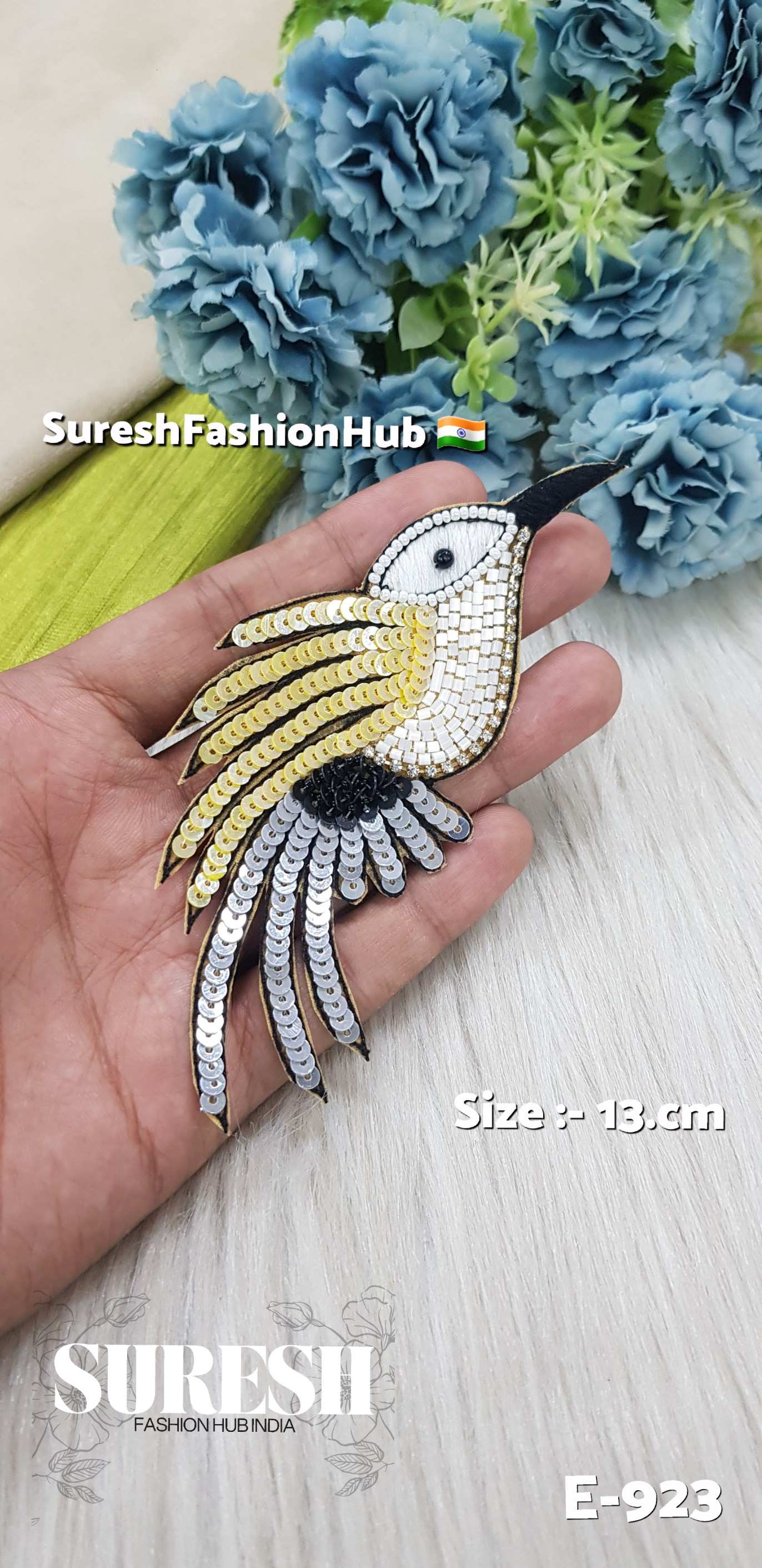 E-923 Pastel Yellow Right Side Humming Bird Patch