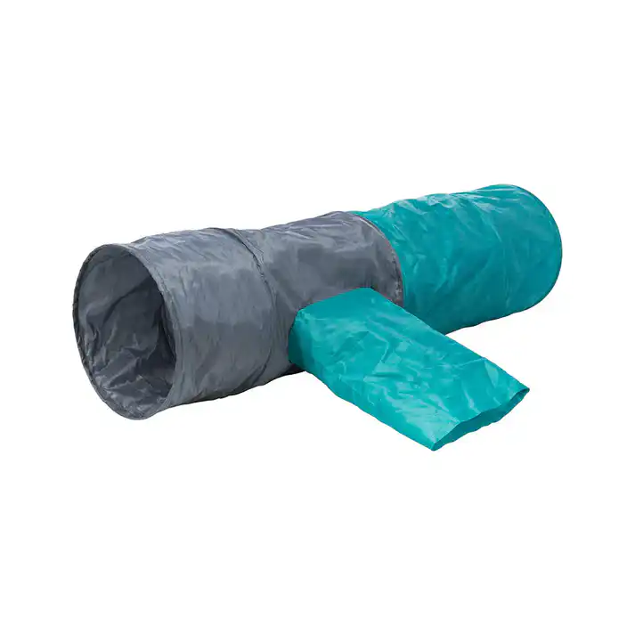 Trixie Playing Tunnel with 4 Entrances Plush 30 × 115 cm (Dark Grey/Petrol)