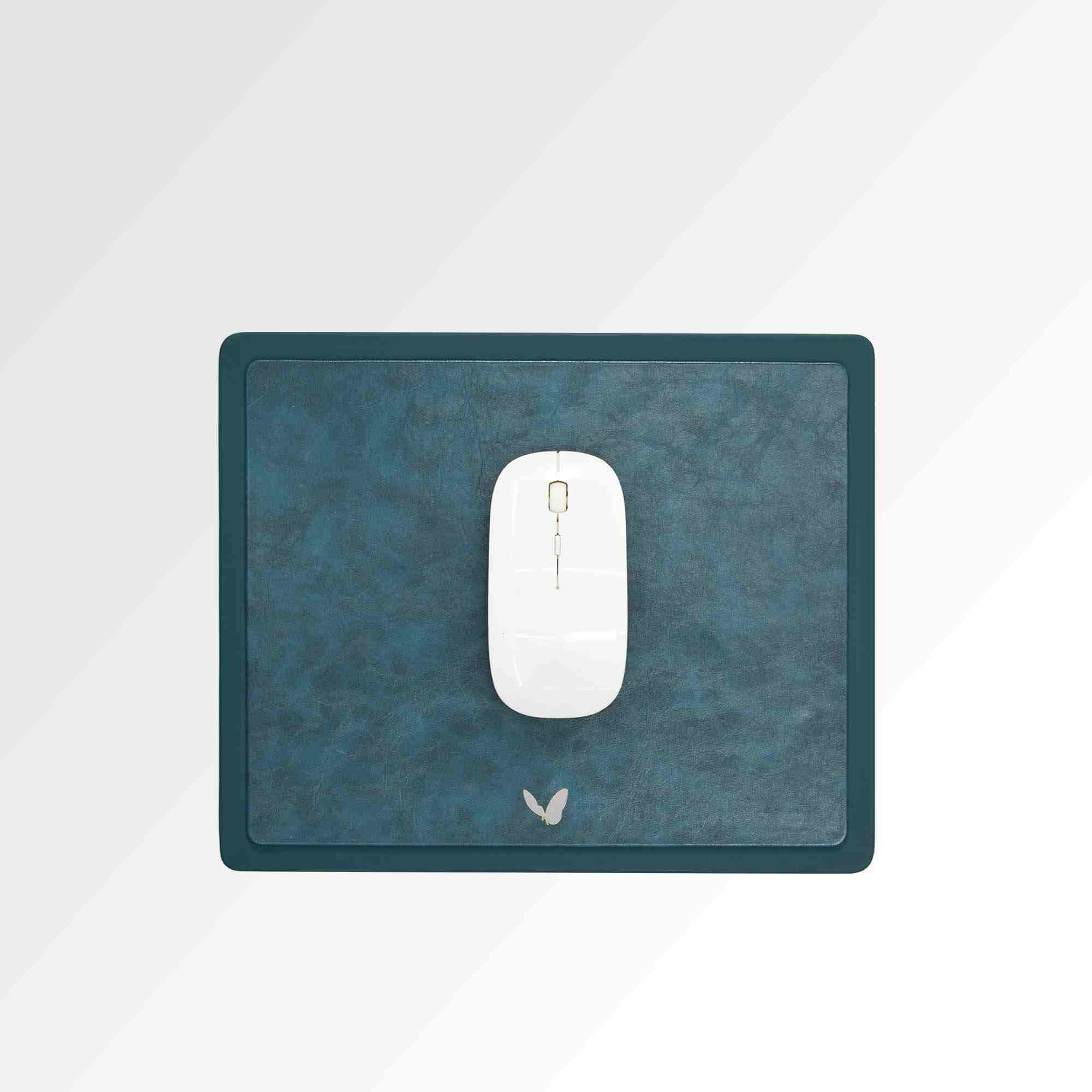 Rectangular Mouse Pad in Faux Leather | Rigid | 11×9 Inches | Moderno | Blue