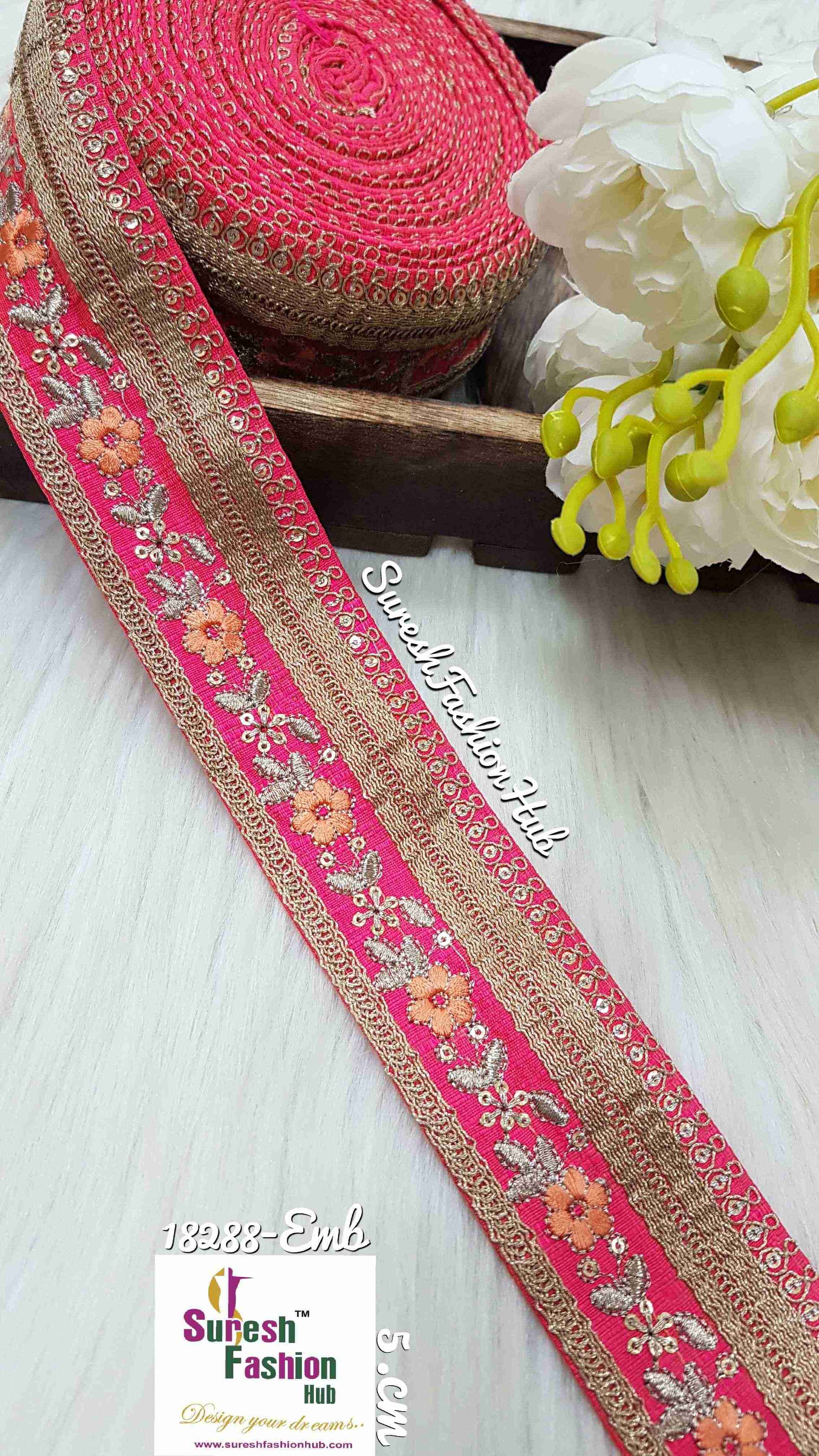 Threaded Blossom & Shine Zari Sequence Fabric Lace