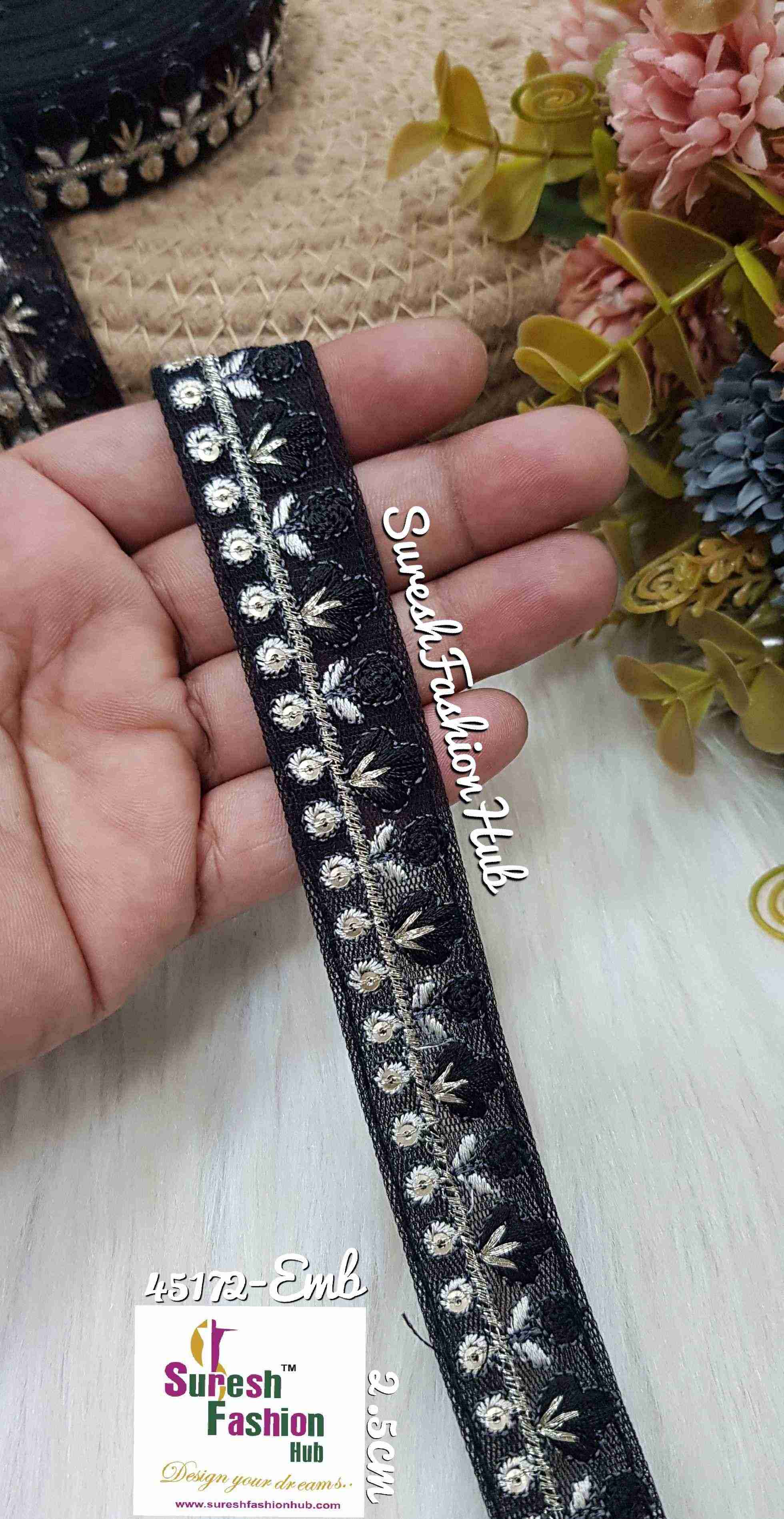 Radiant Black Threaded Designer TrimRadiant Black Threaded Designer Trim