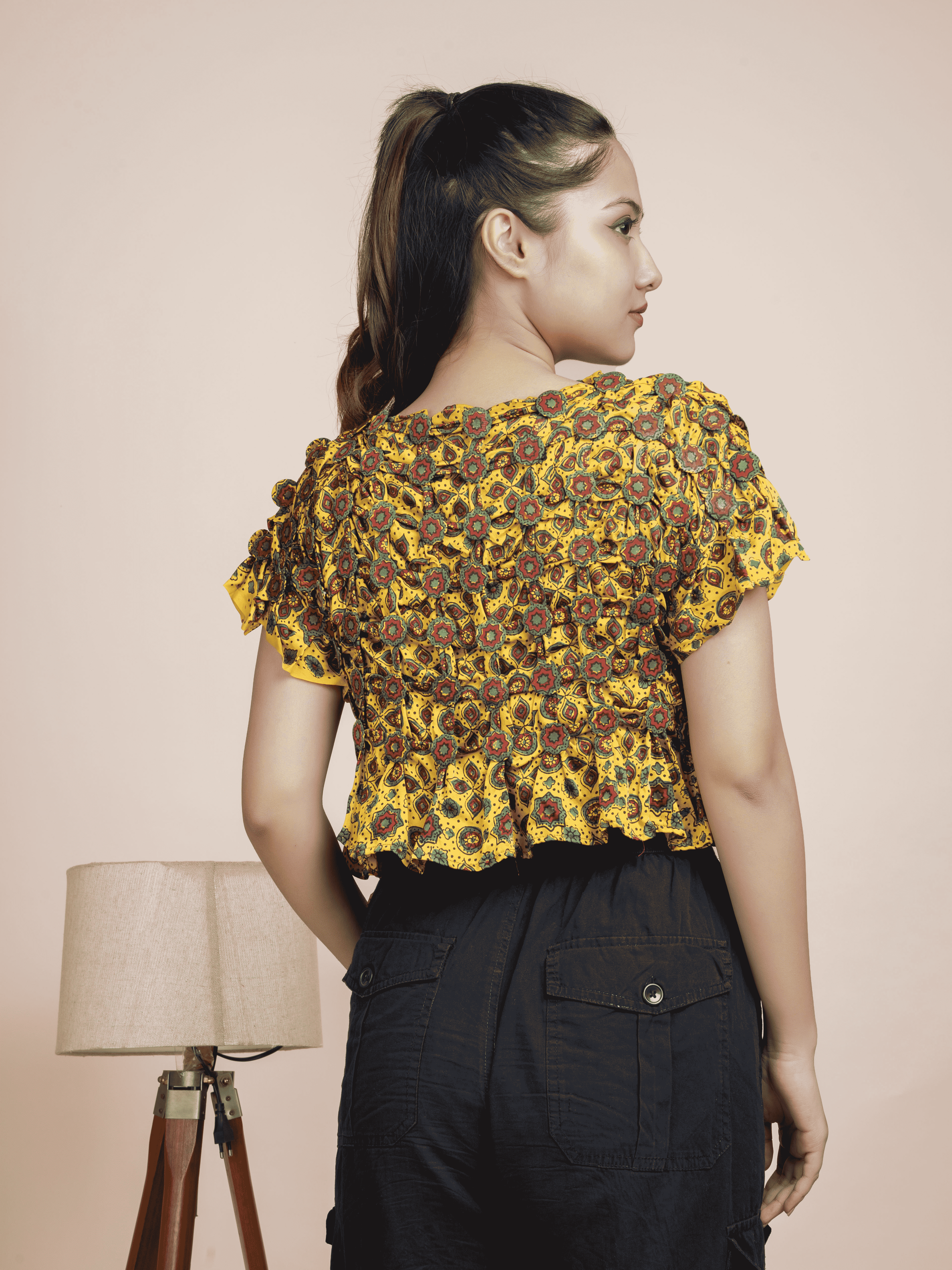 KanKharek Button Masala Crop Top