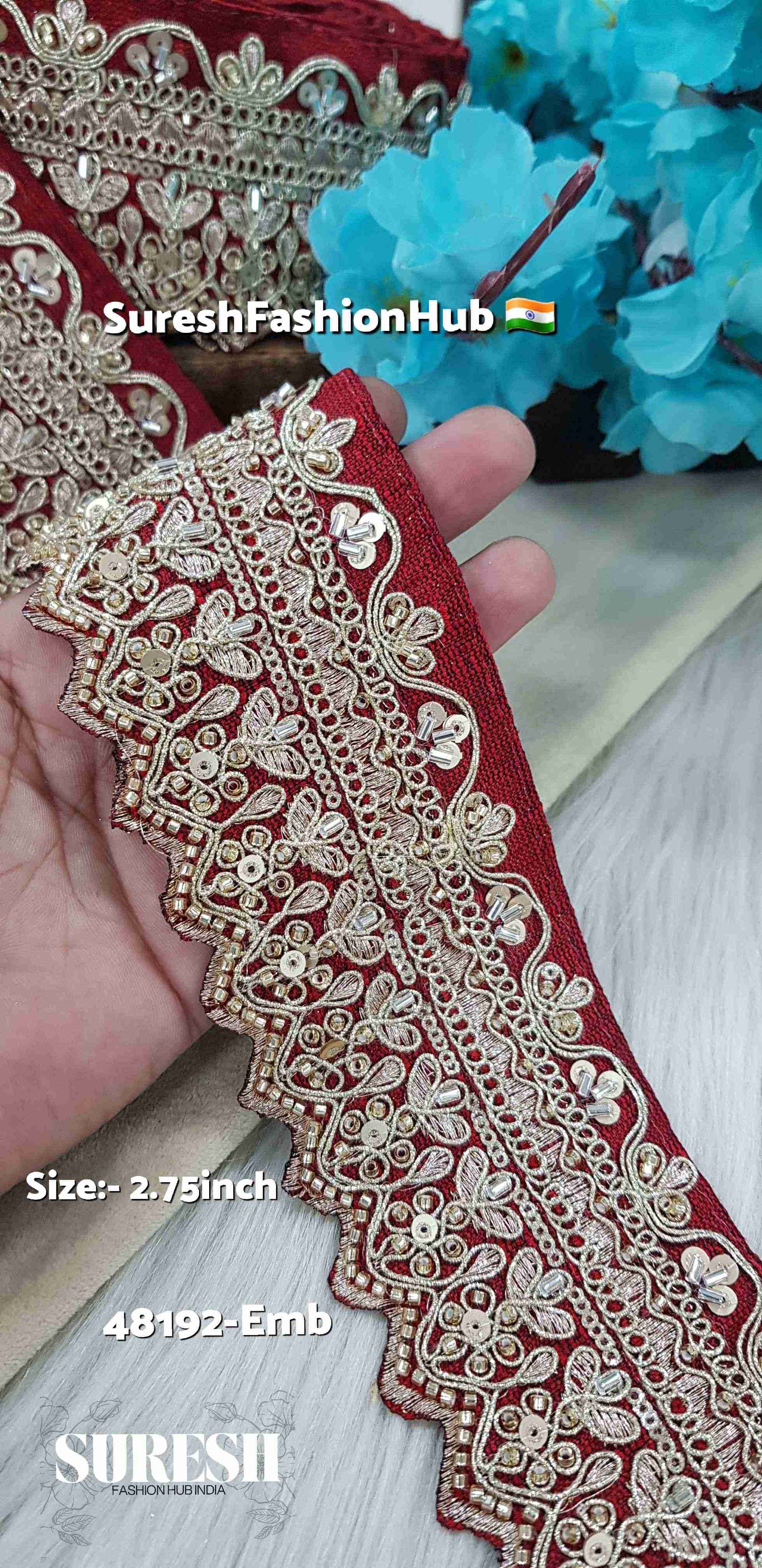 Golden Maroon Zari Lace