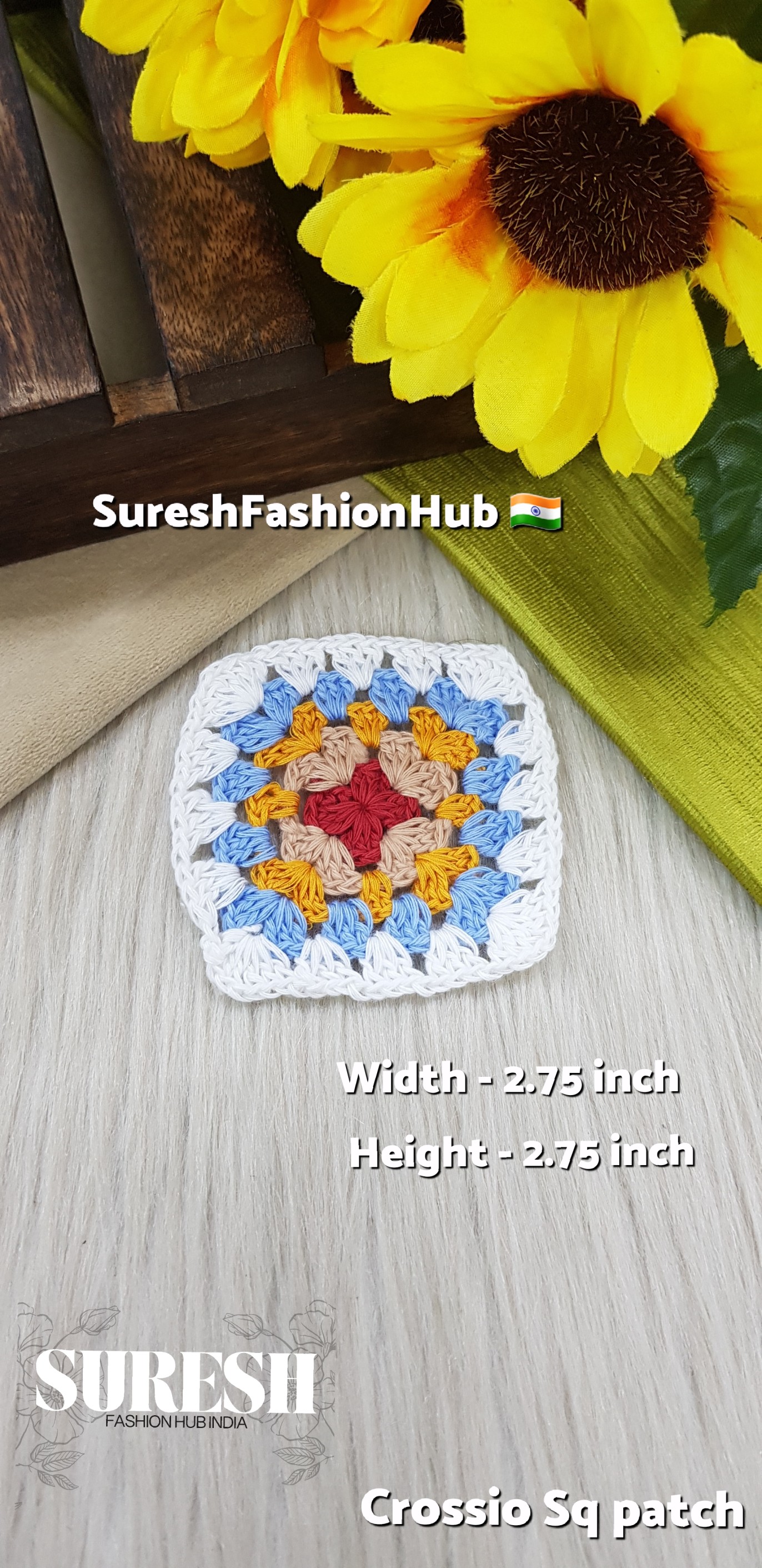Cr-1 Handmade Crosio Square Patch (White)