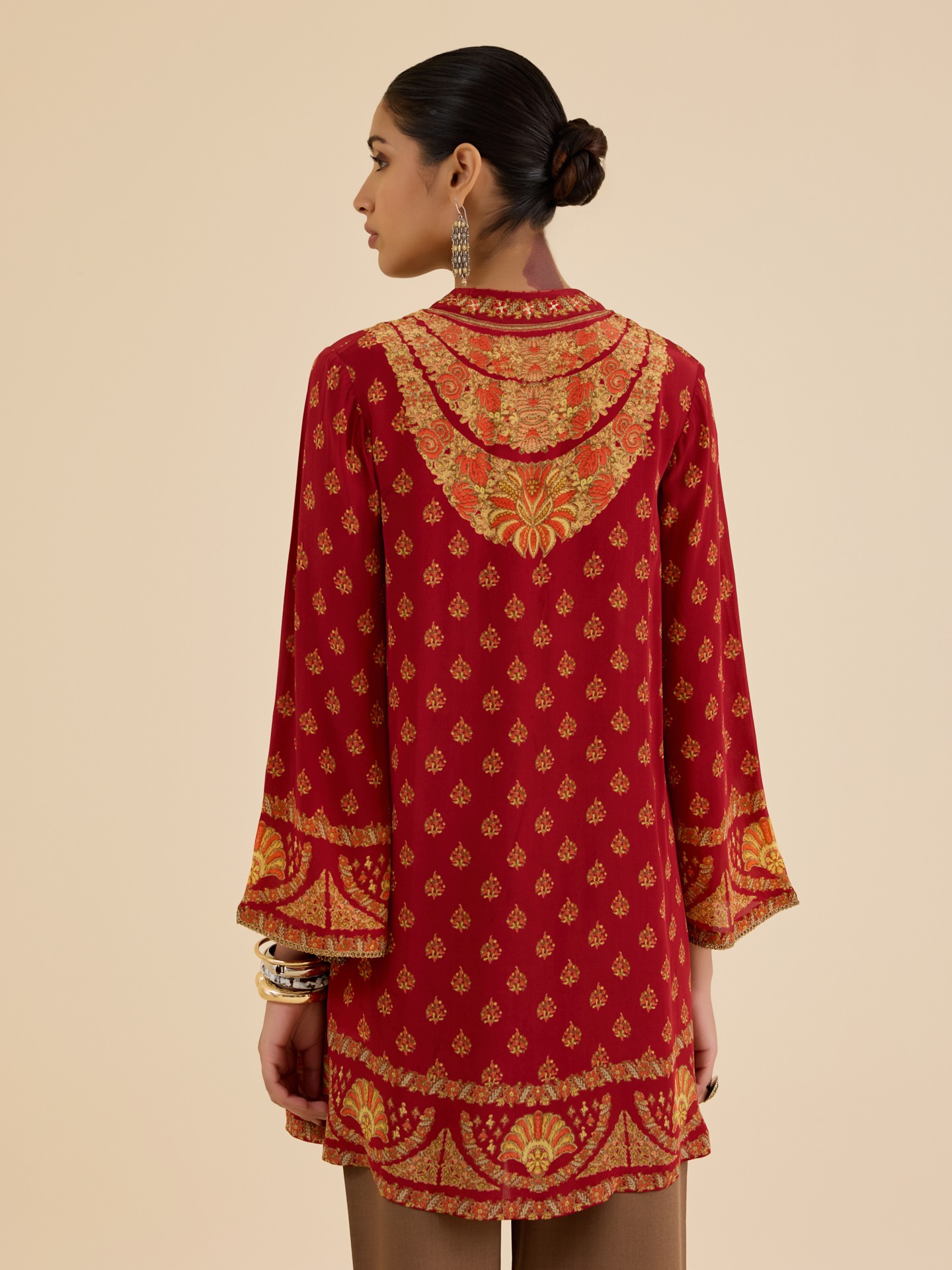 Red Beige Nazia Kurti
