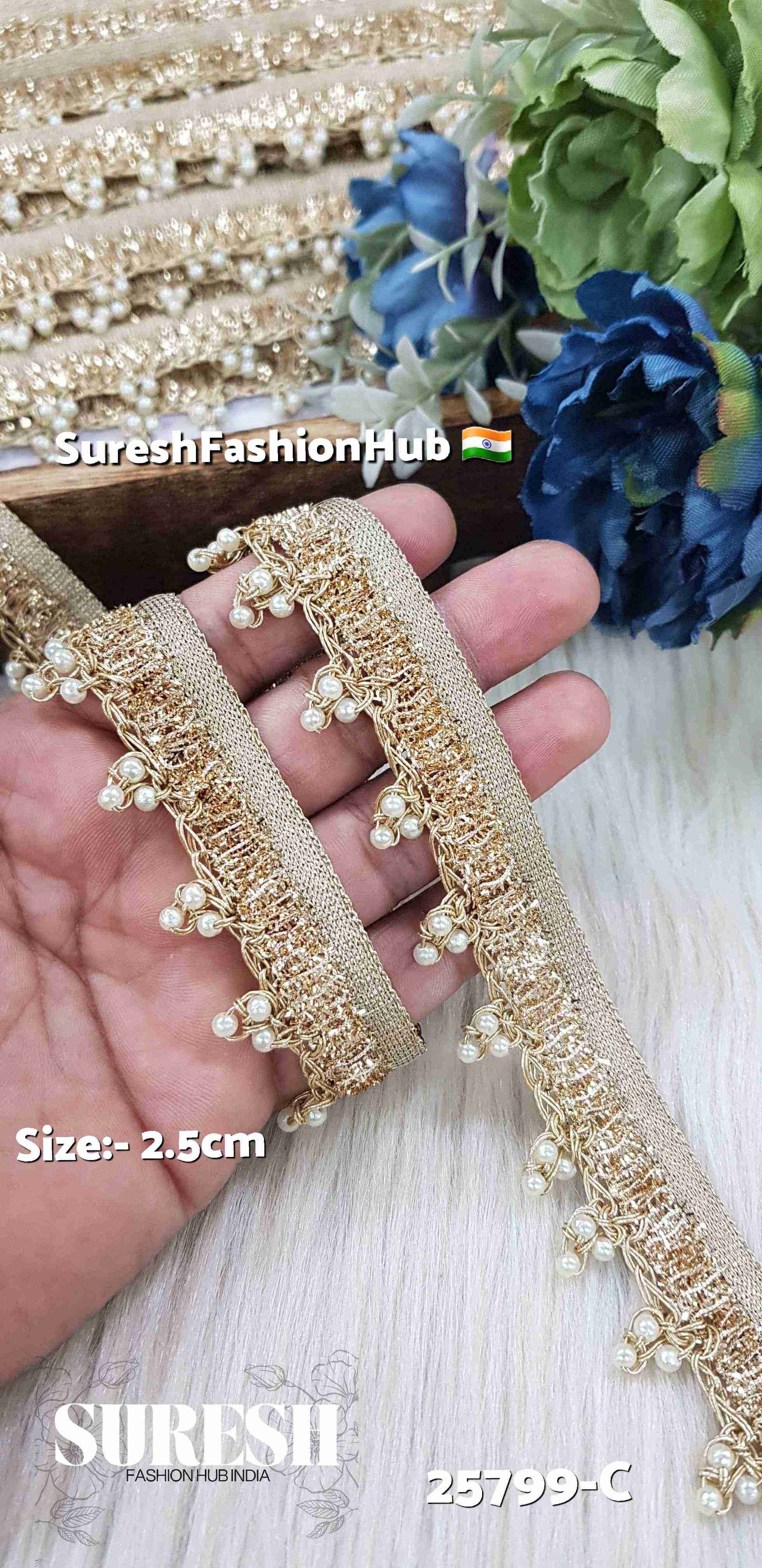Elegant Pearl Jhalar Hanging Lace
