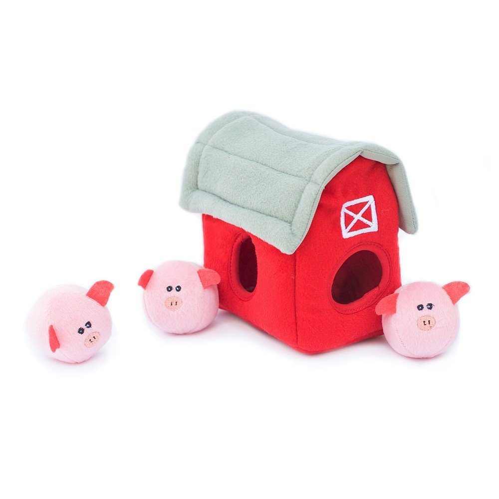 Zippy Paws Zippy Burrow Dog Toy Barn with Pig Bubble Babies