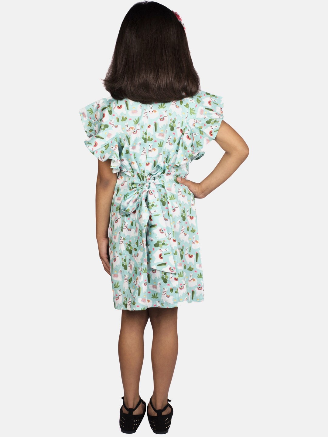 RIBBON CANDY Girls Sea Green Printed A-Line Dress