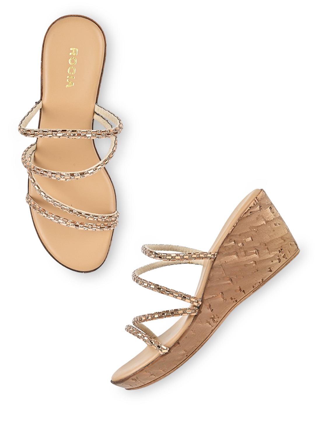 Rocia By Regal Antique Gold Women Diamond Criss Cross Wedges