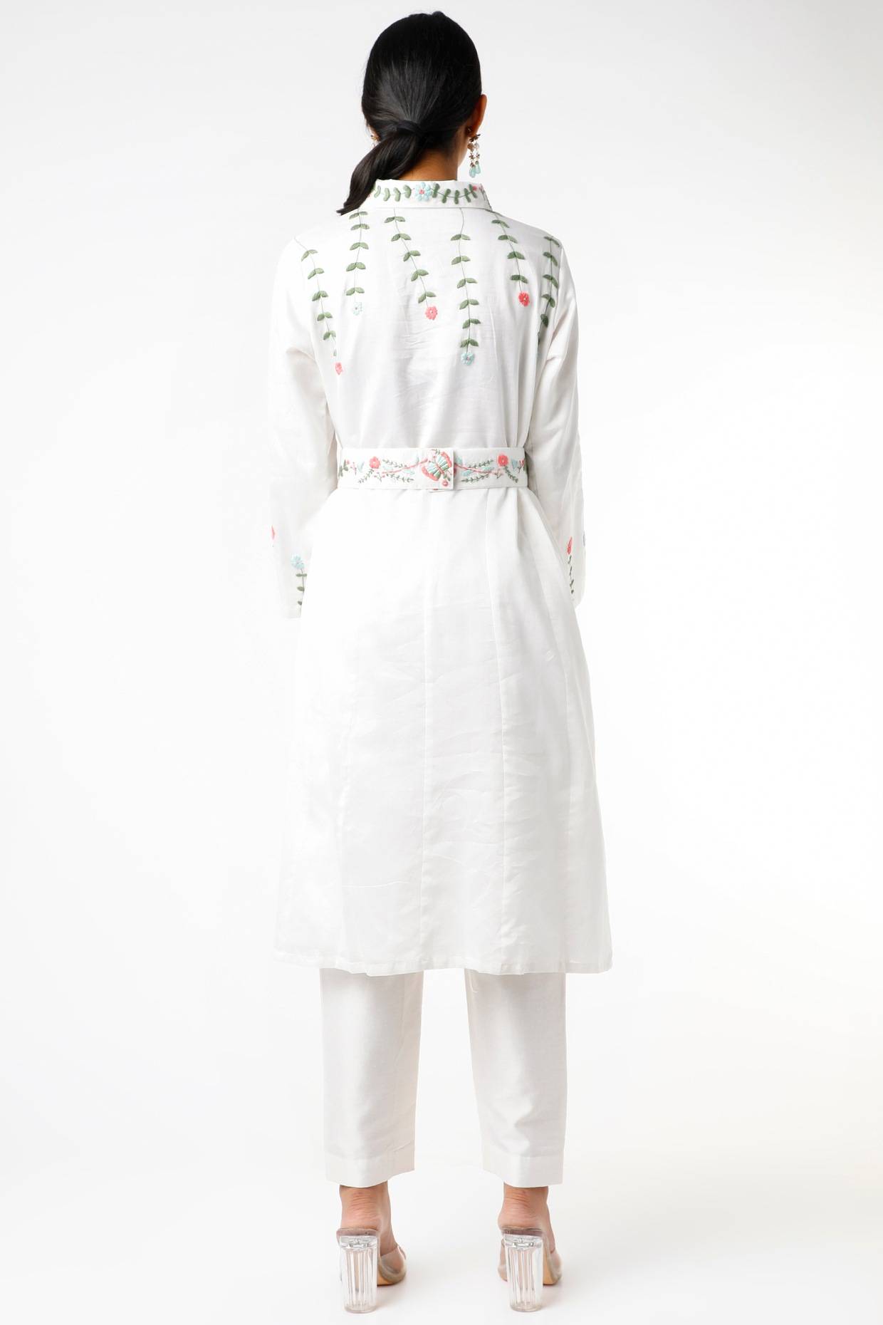 White Embroidered Shirt Kurta Dress