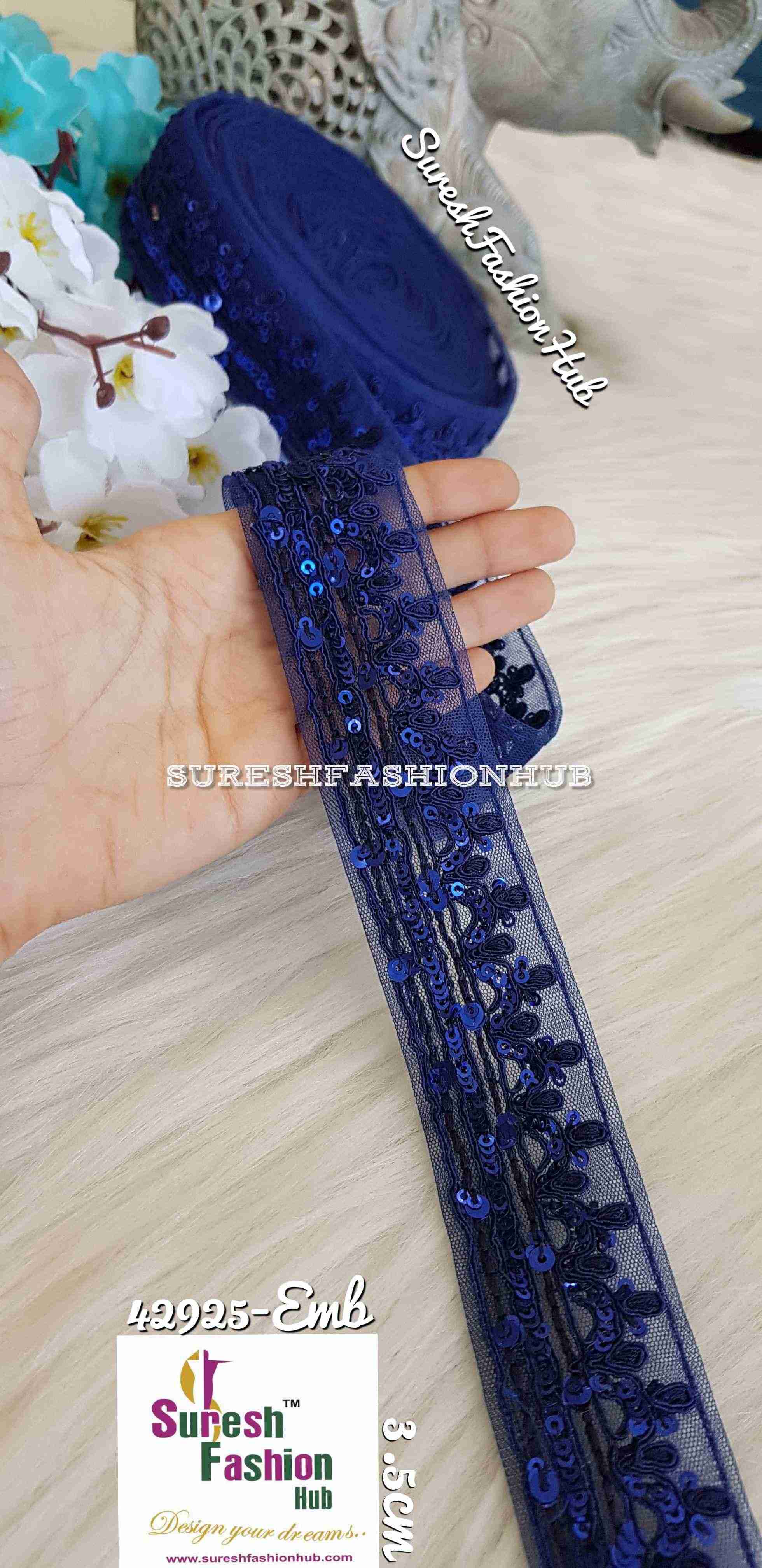 Sparkling Blue Sequence Embroidered Trim