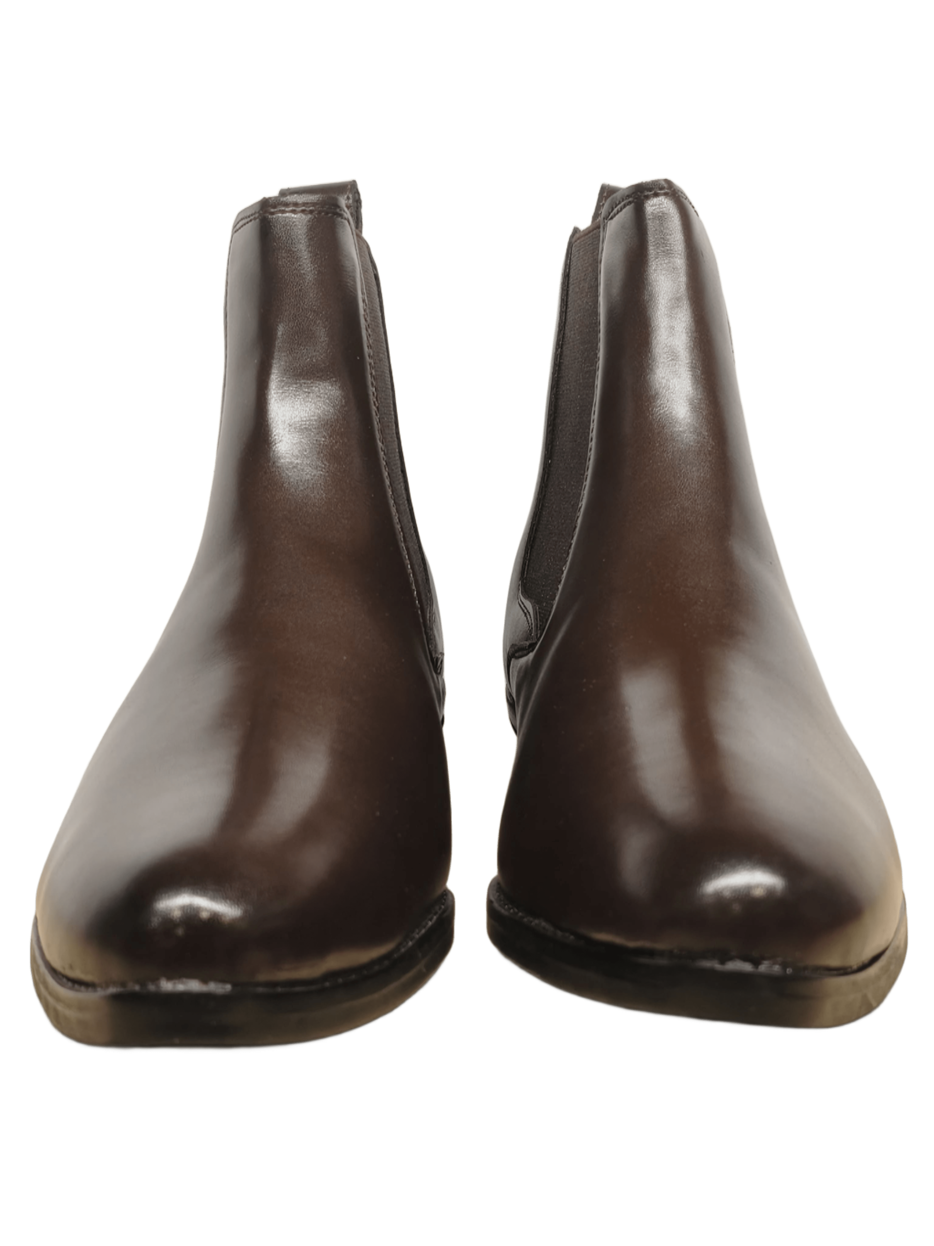 Calvin Klein Men's Brown Genuine Leather Chelsea Boots with Gold Heel Accent