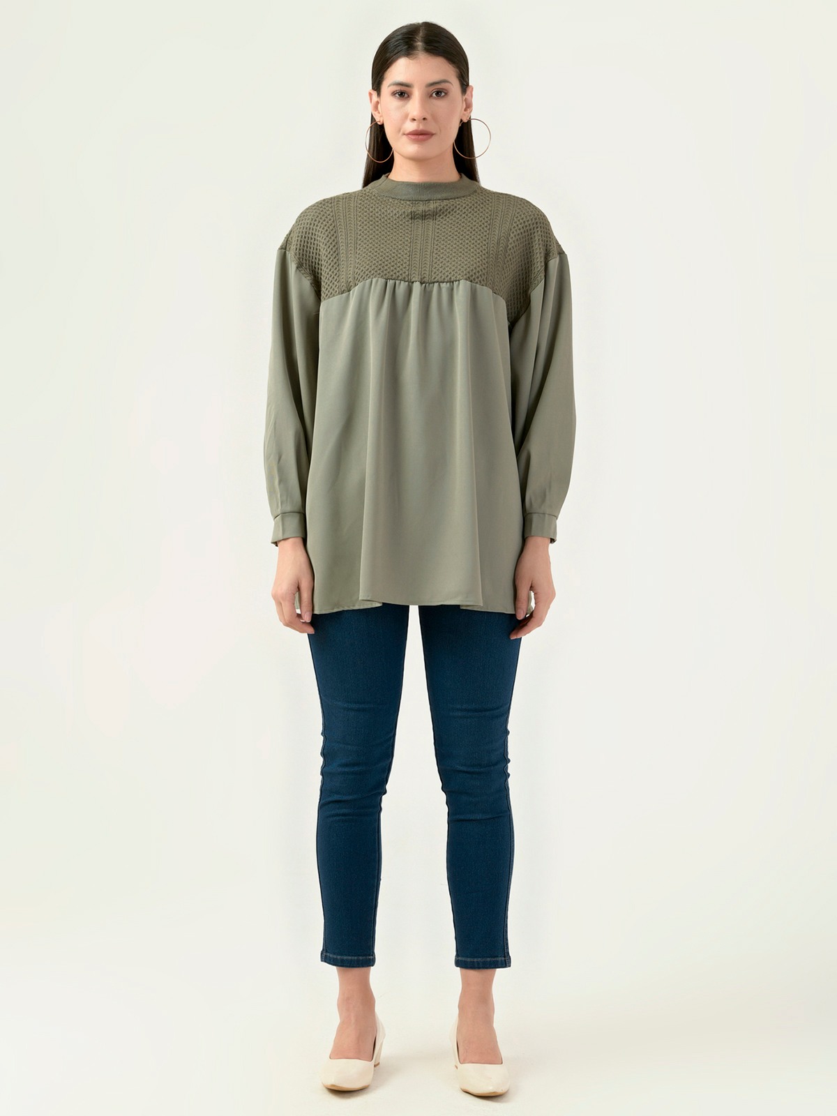Albion Women Smart Premium Green Blouson Top