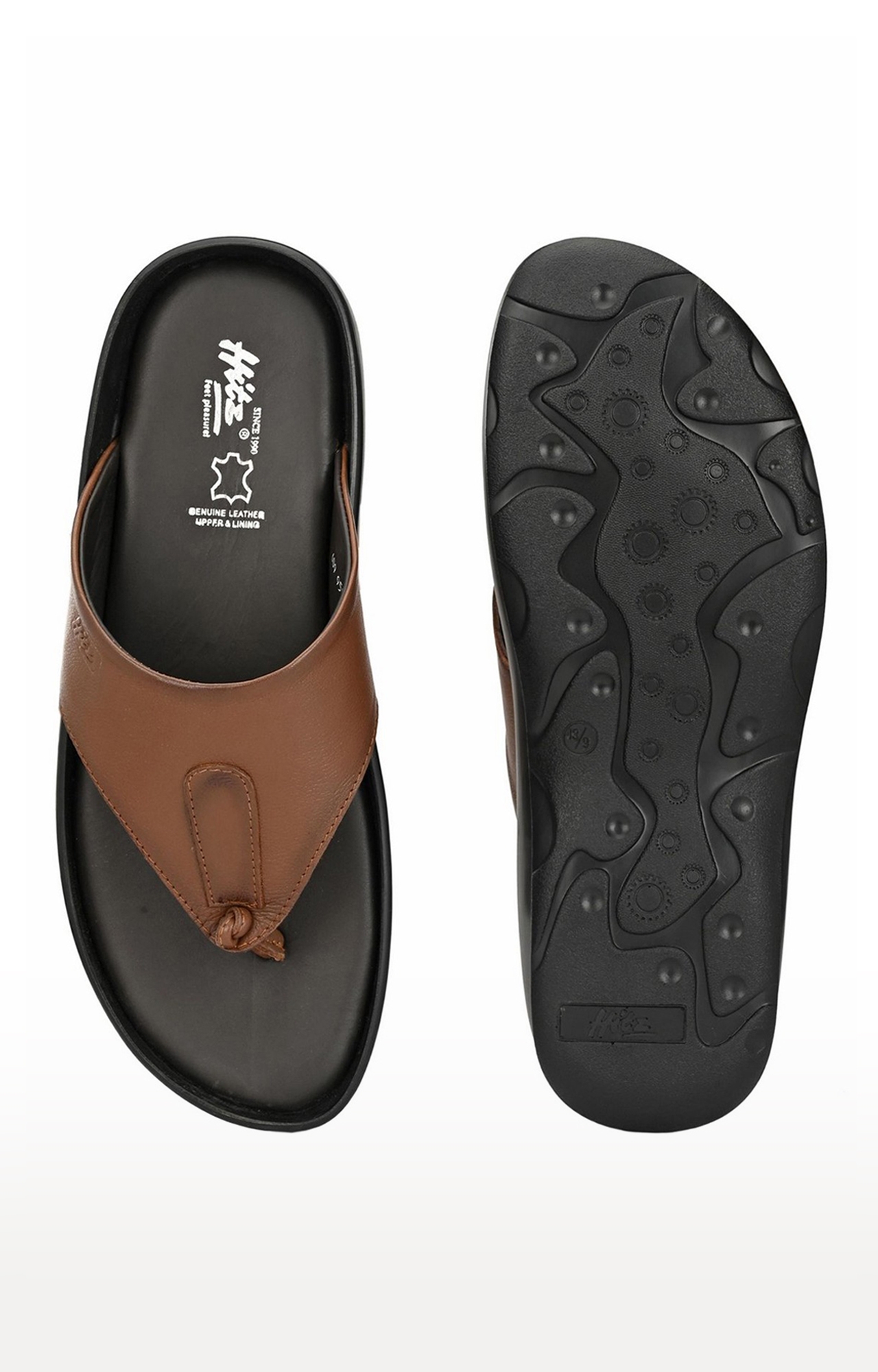 Hitz | Hitz Brown Casual Genuine Leather Slipper with Slip-On Fastening 3