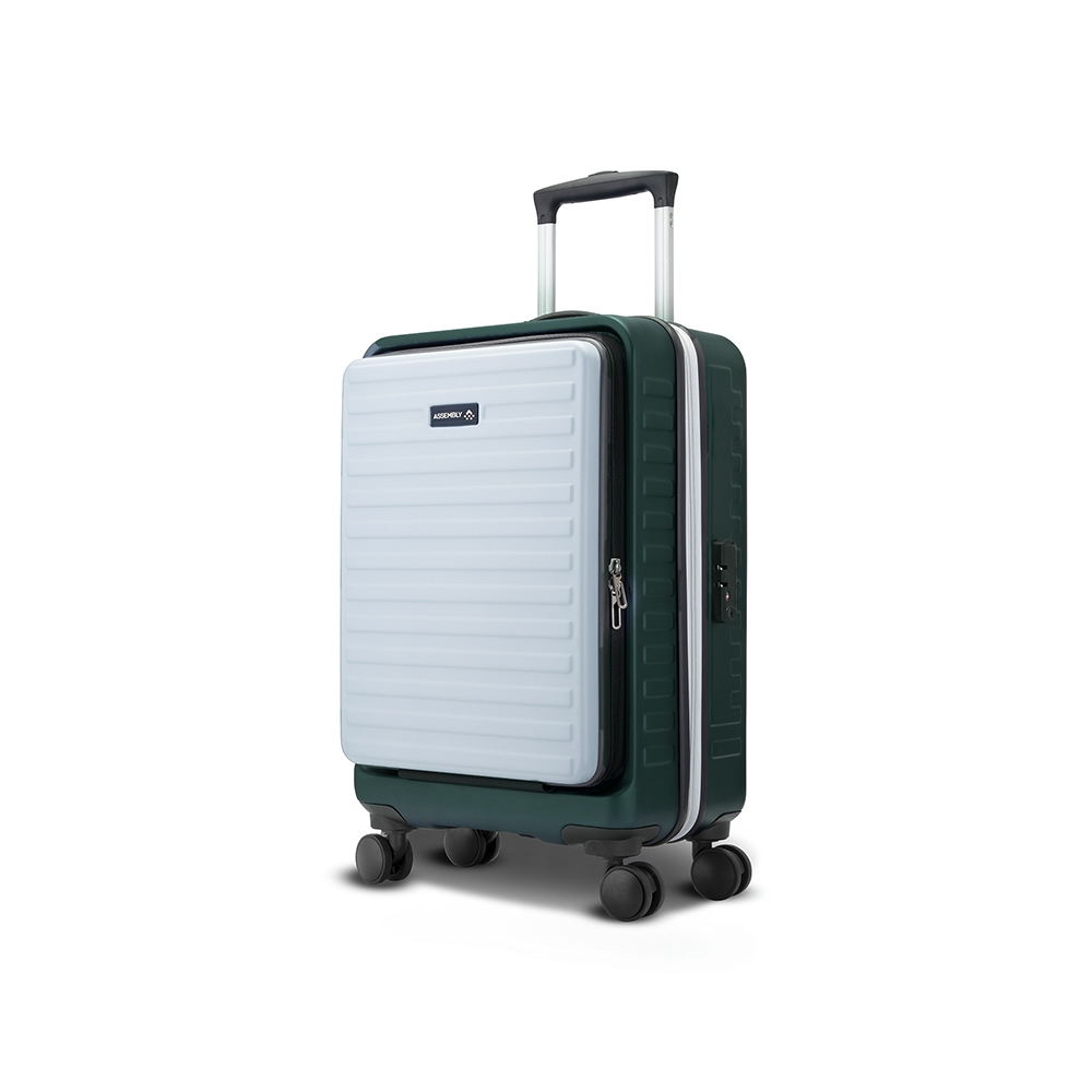 Assembly GreenWhite Hardside Cabin Luggage Trolley Bag