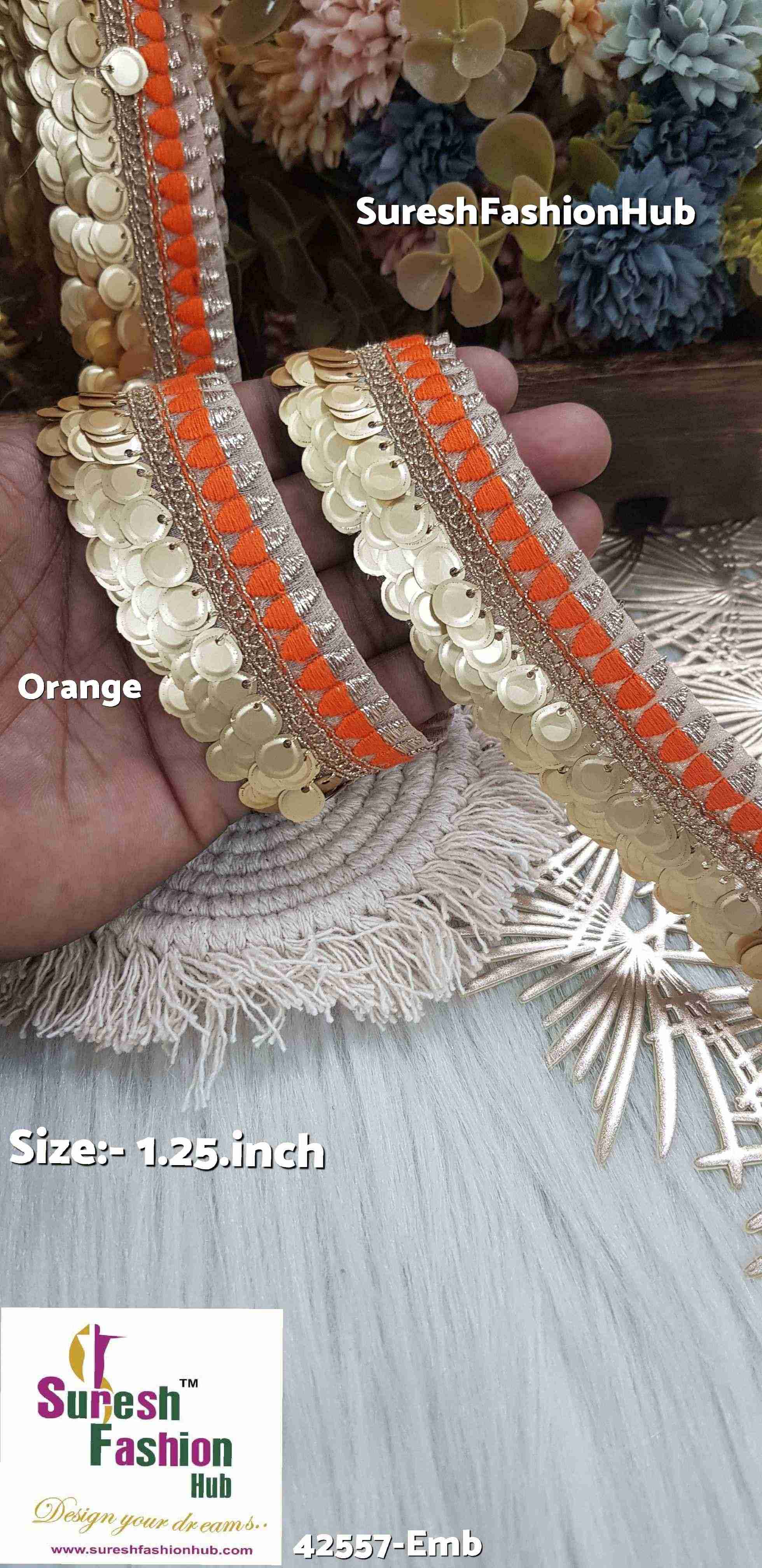 Orange Hanging Sequence Embroidery Design