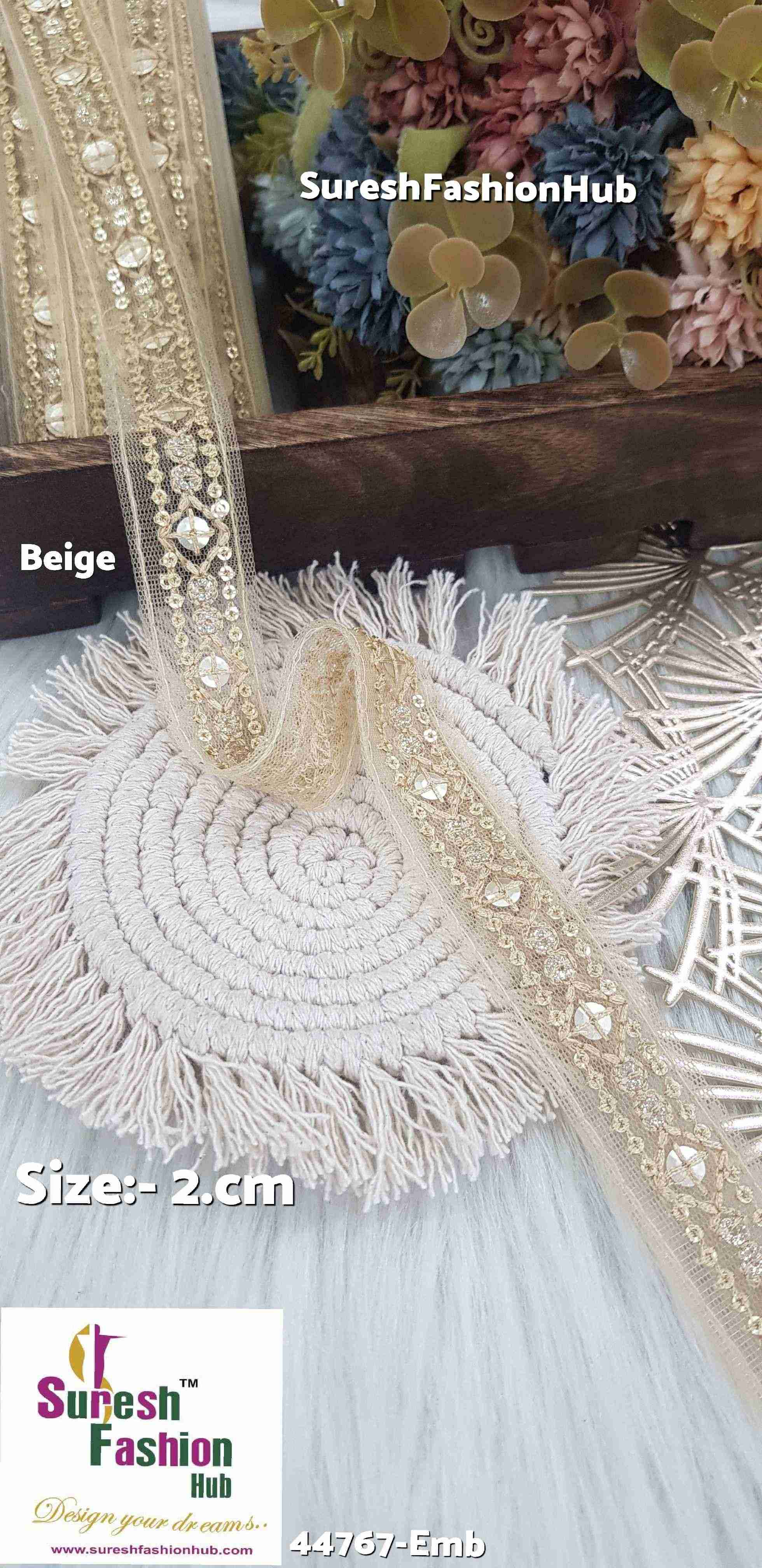 Beige Net Embroidered Lace