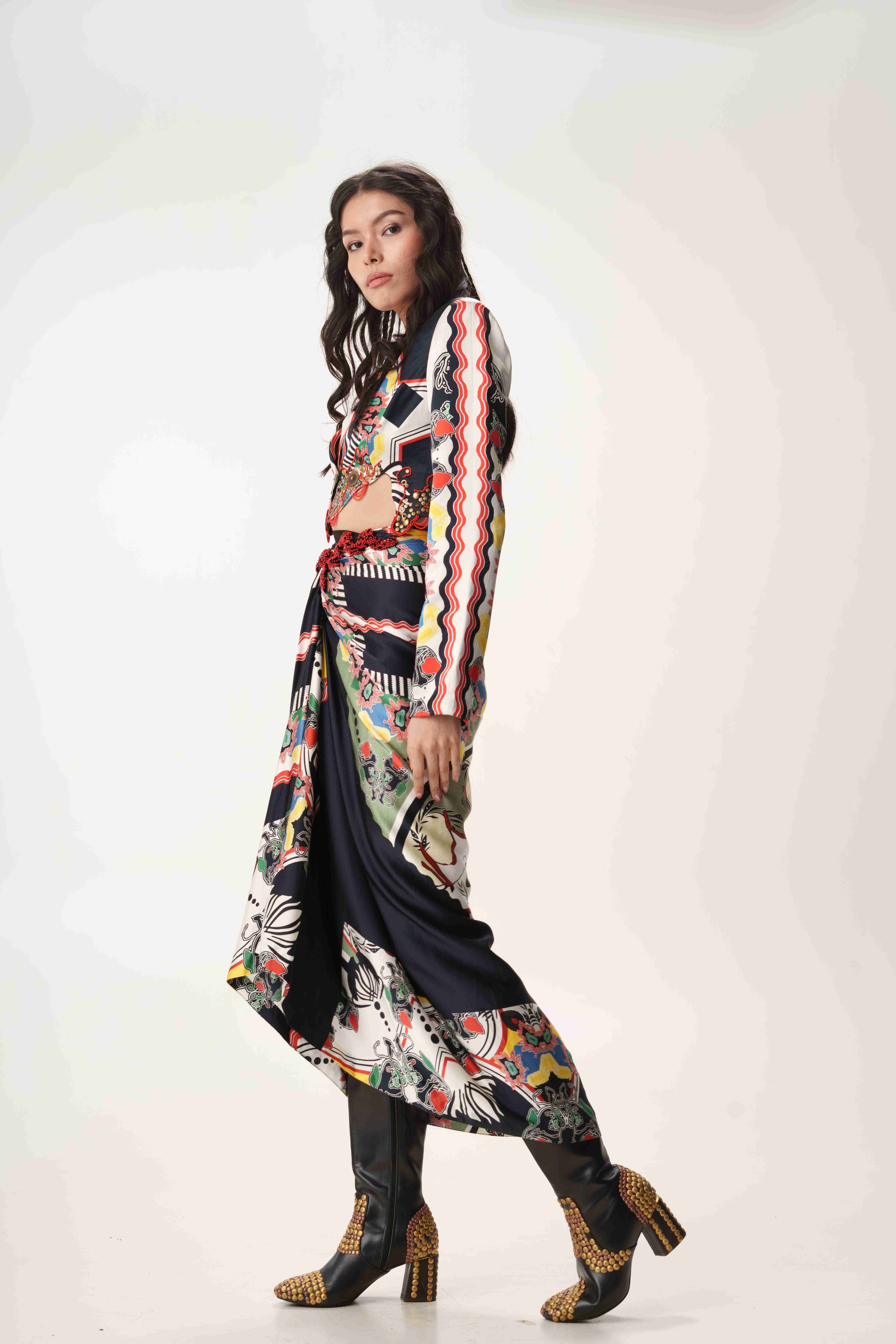 Asymetric Jacket and Knotted skirt