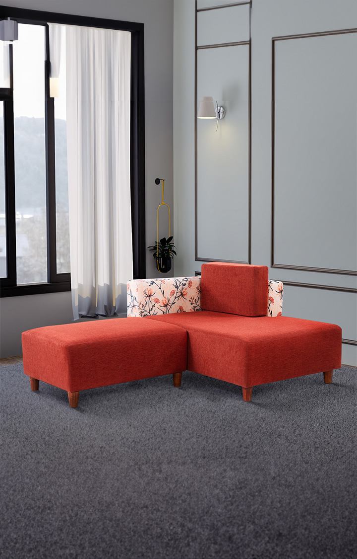 neudot Hailey Fabric Chaise Lounger LHS in Floral Cider Orange Colour
