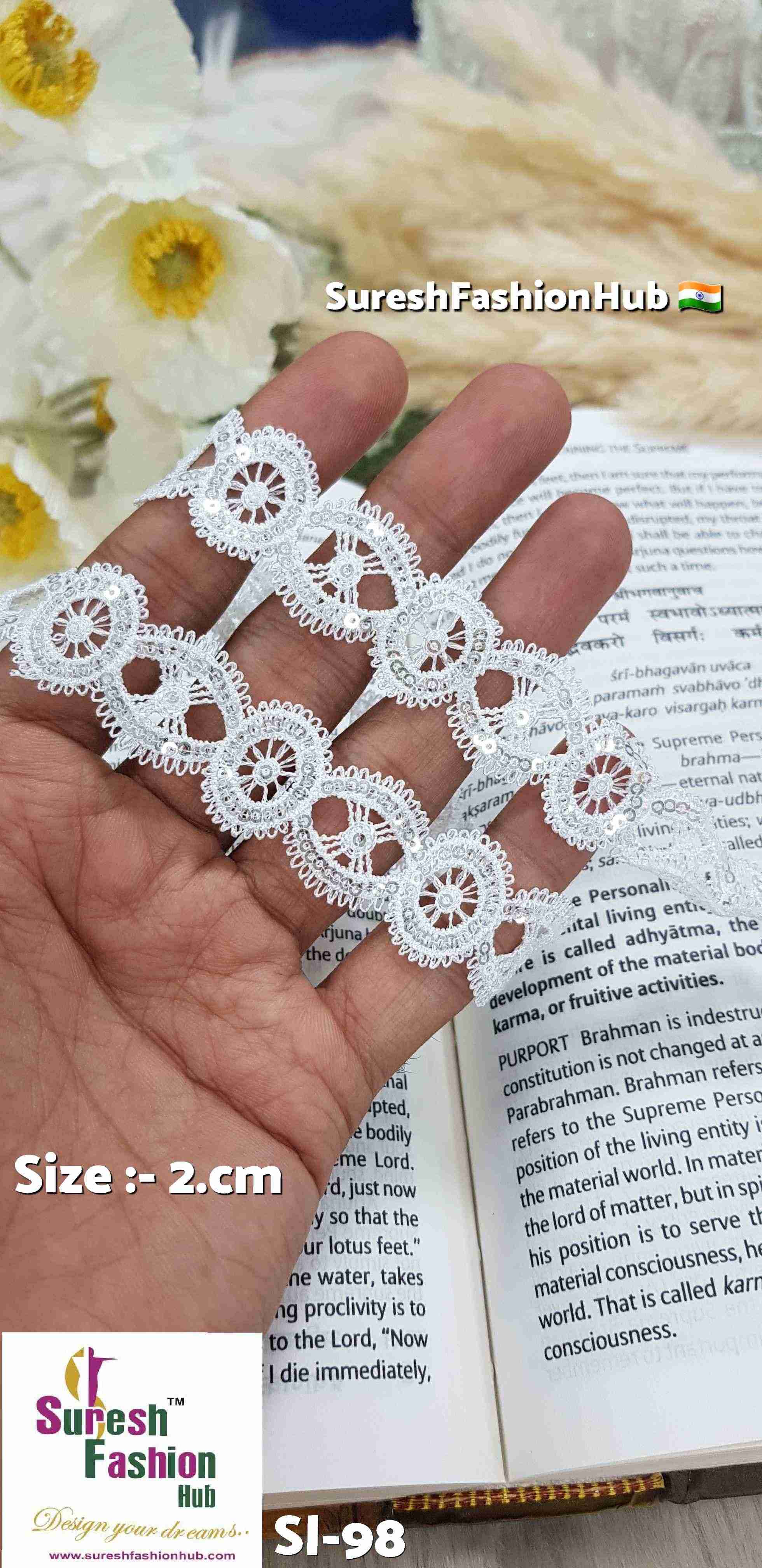White Double Side Cutwork Sequin Lace