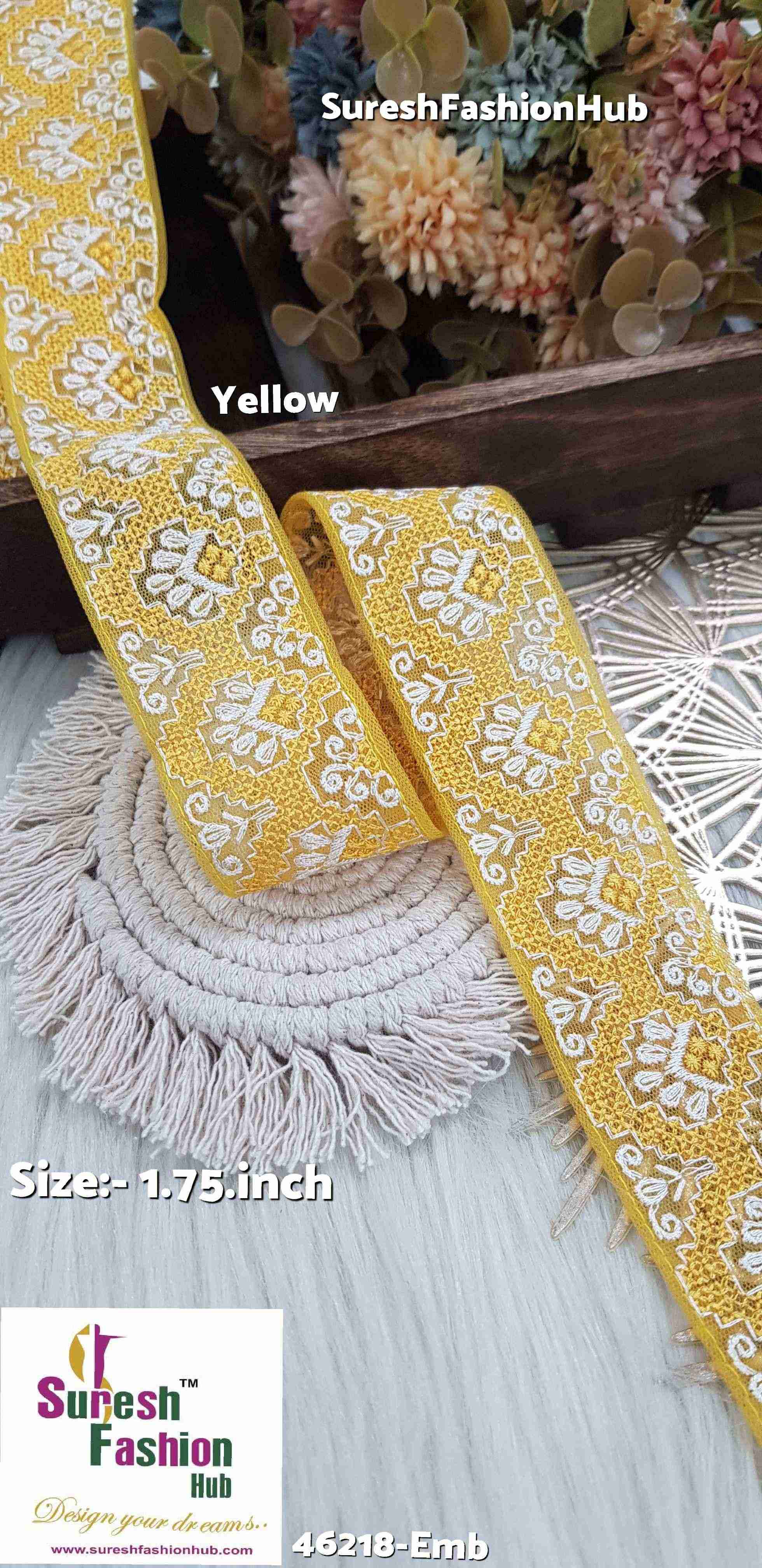 Yellow Net Embroidery Lace