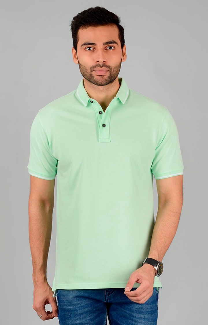 JadeBlue | Men's Green Cotton Solid Polos 0