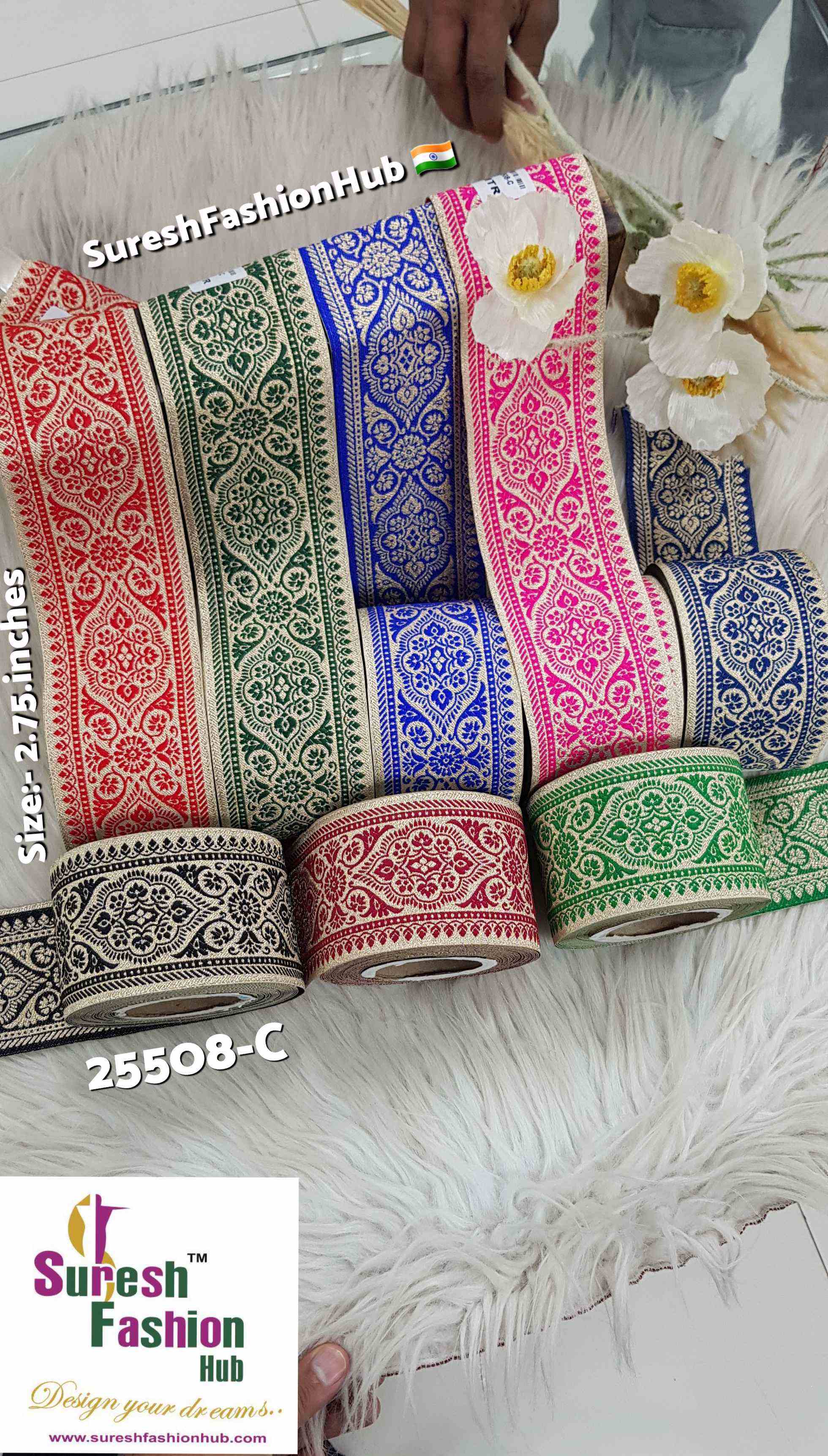 Green Heritage Elegance Banarasi Floral Trim
