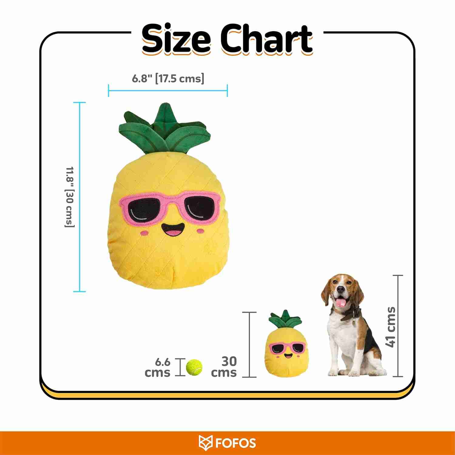 FOFOS Summer Plush Pineapple, Soft Squeaky Dog Toy