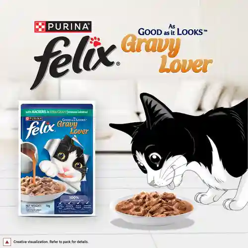 Purina Felix Gravy Lover Meaty Mackerel Chunks Wet Cat Food, 70g