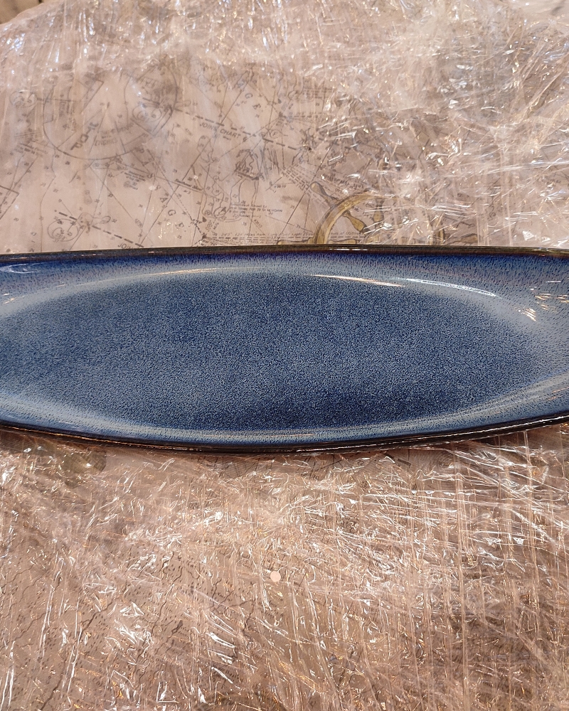 Order Happiness | Order Happiness Ceramic Blue Long Serving Platter Snack Serving Tray 2