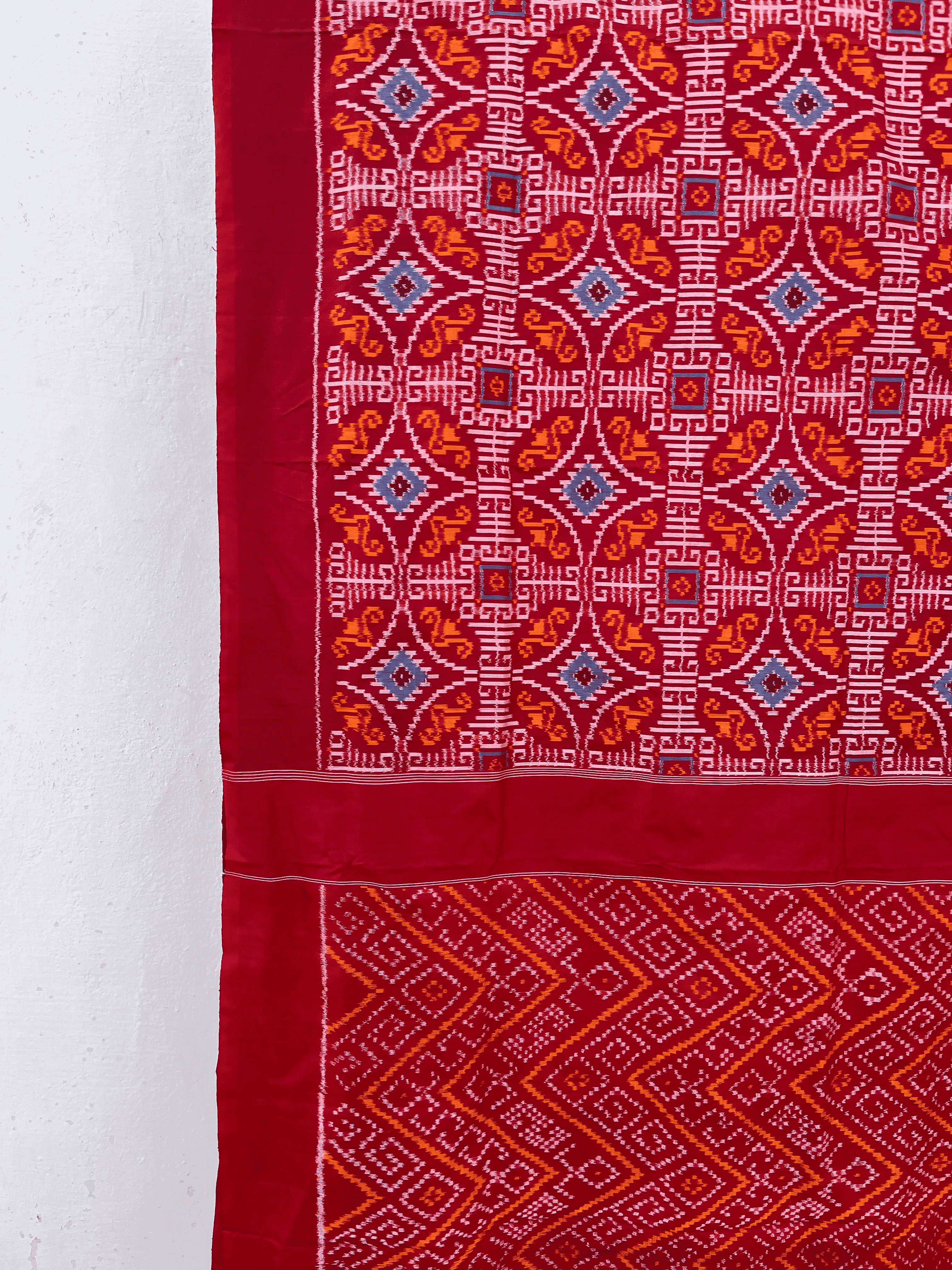 Silk Kolam Red Ikat Saree