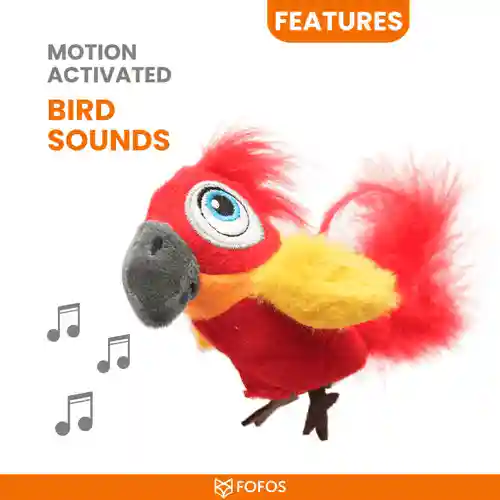 Barkbutler Fofos Parrot with Catnip Balls Interactive Toy for Cats (Red)