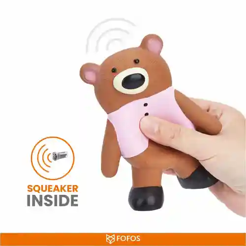Barkbutler Fofos Latex Bear Squeaky Toy for Dogs (Brown)