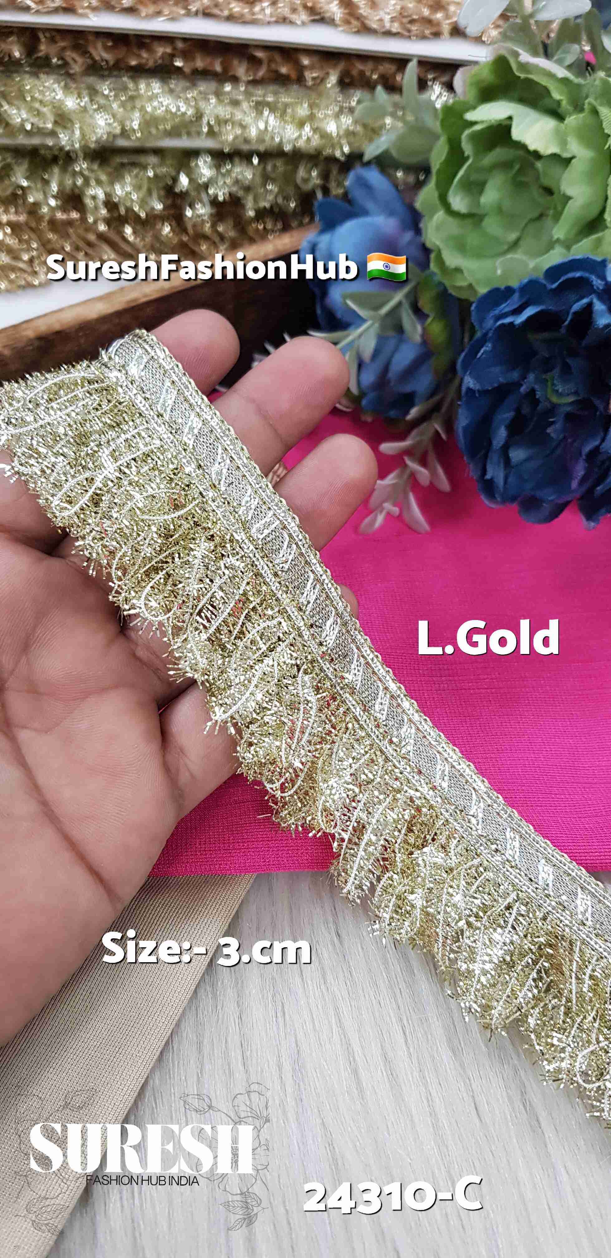 Feather-Inspired Jhalar Lace Light  Gold